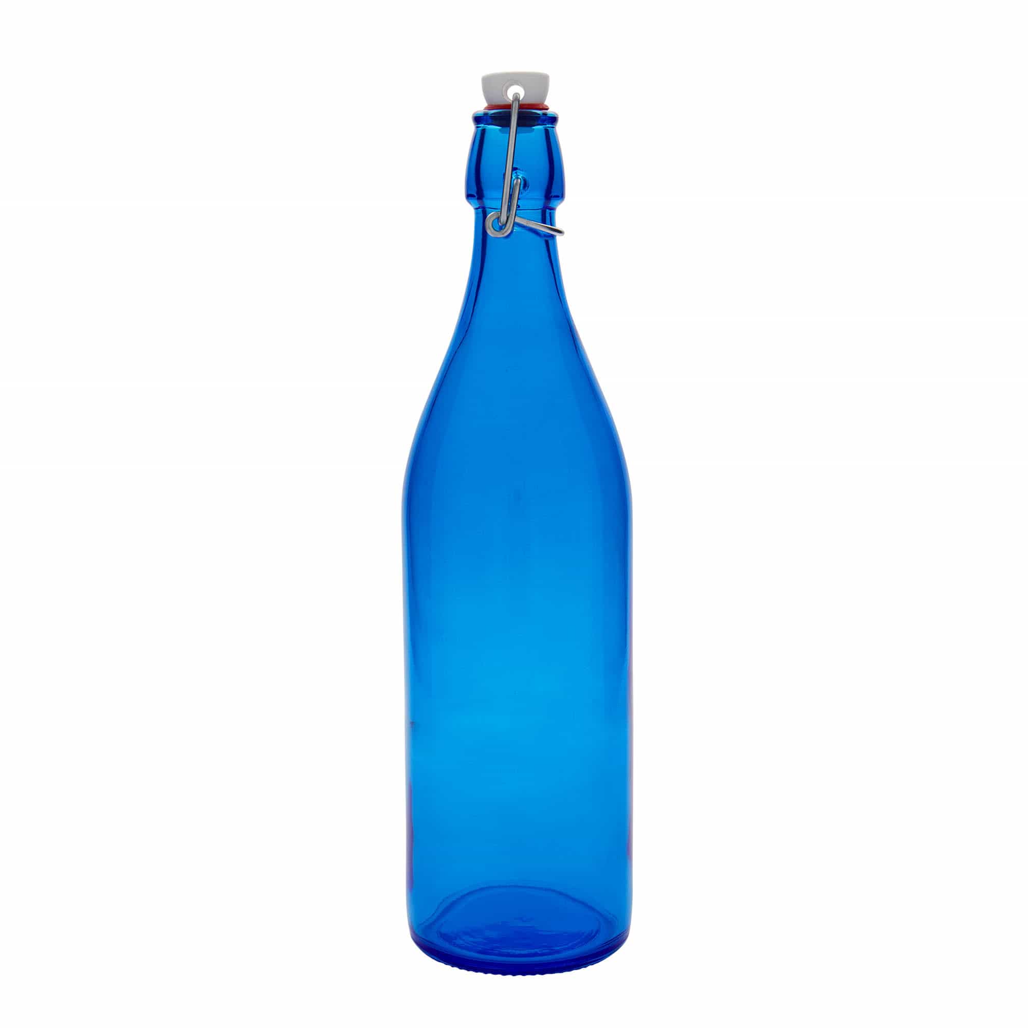 1.000 ml stiklinis butelis „Giara“, mėlynas, anga: spaustukas uždarymui
