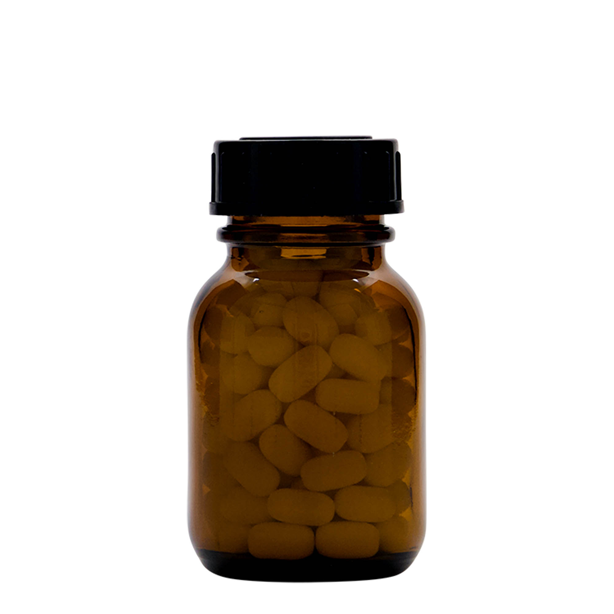 50 ml plačiakaklis stiklainis, rudas, anga: DIN 32 50 ml plačiakaklis stiklainis, rudas, anga: DIN 32