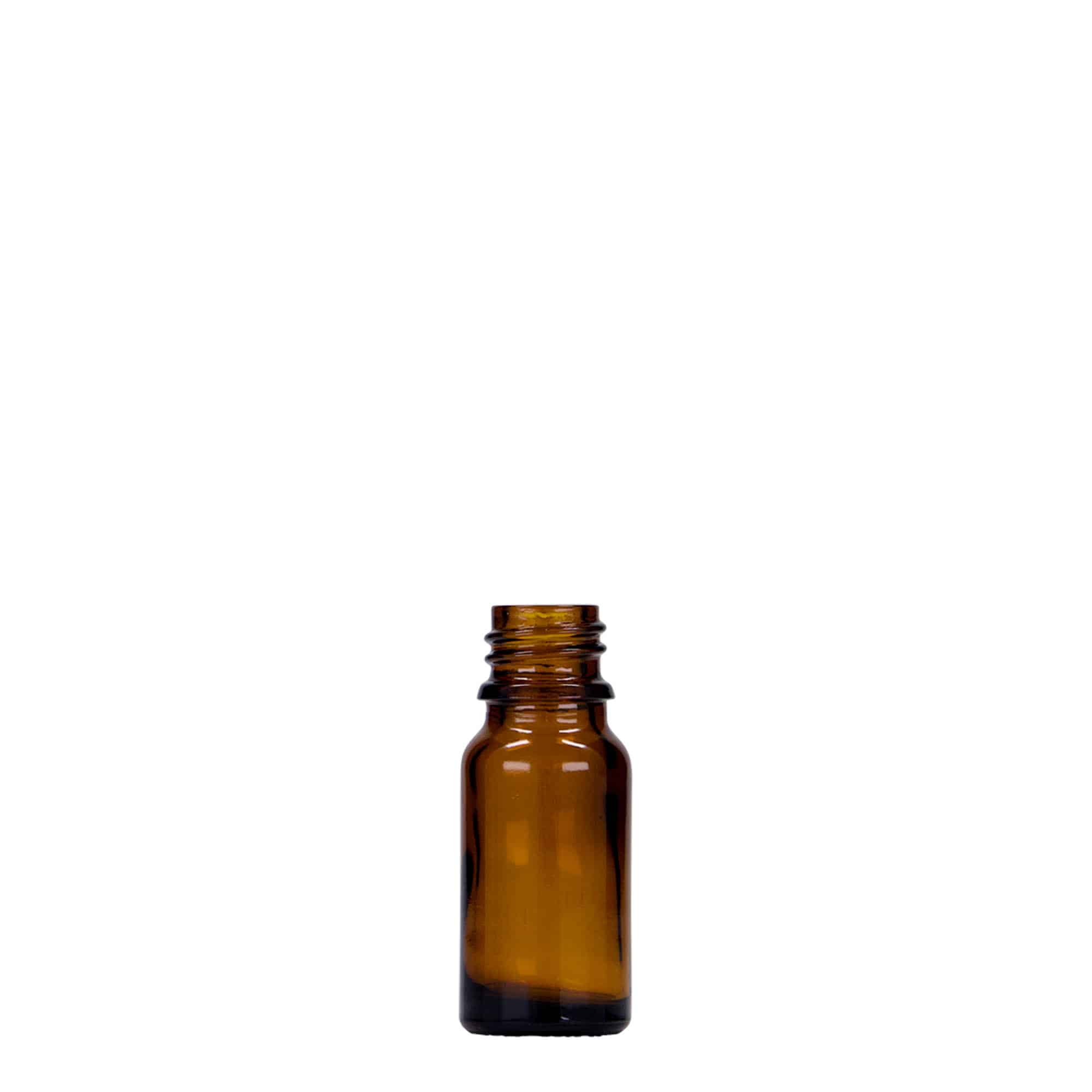 10 ml medicininis buteliukas, stiklas, rudas, anga: DIN 18