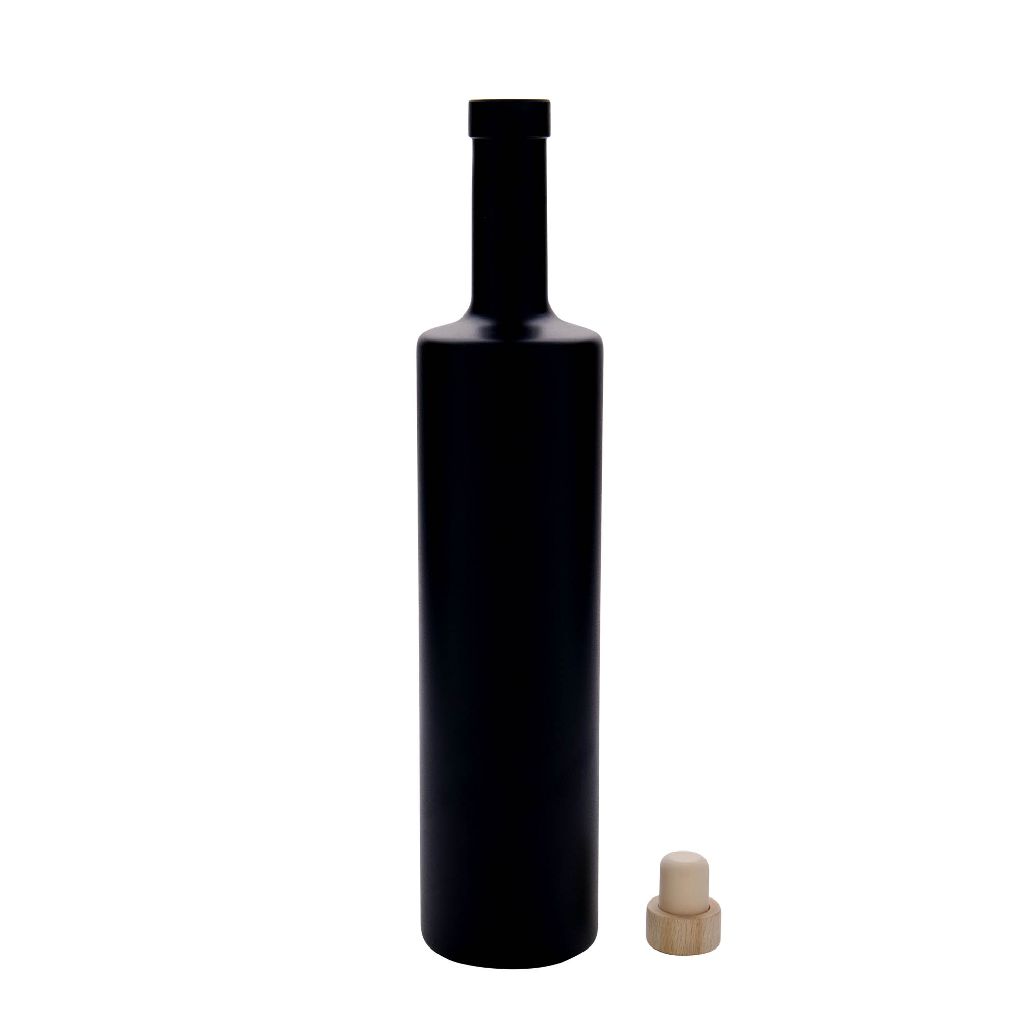 700 ml stiklinis butelis „Centurio“, juodas, anga: kamštis