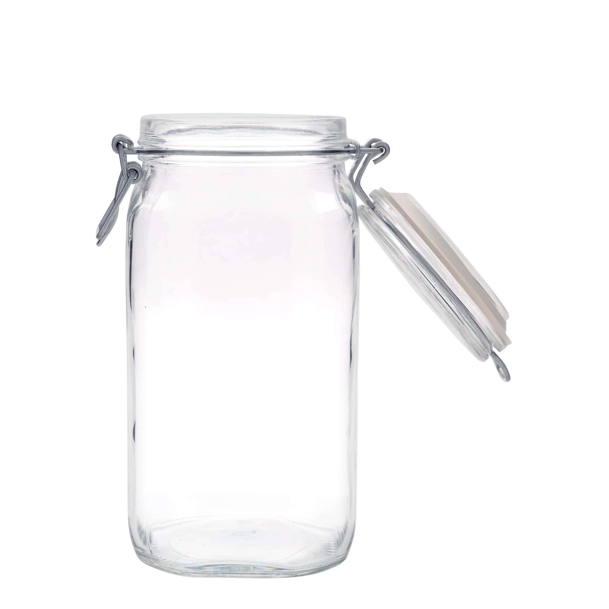 1.500 ml vielos užsegimo stiklainis „Fido“, kvadratinis, anga: vielos užsegimas