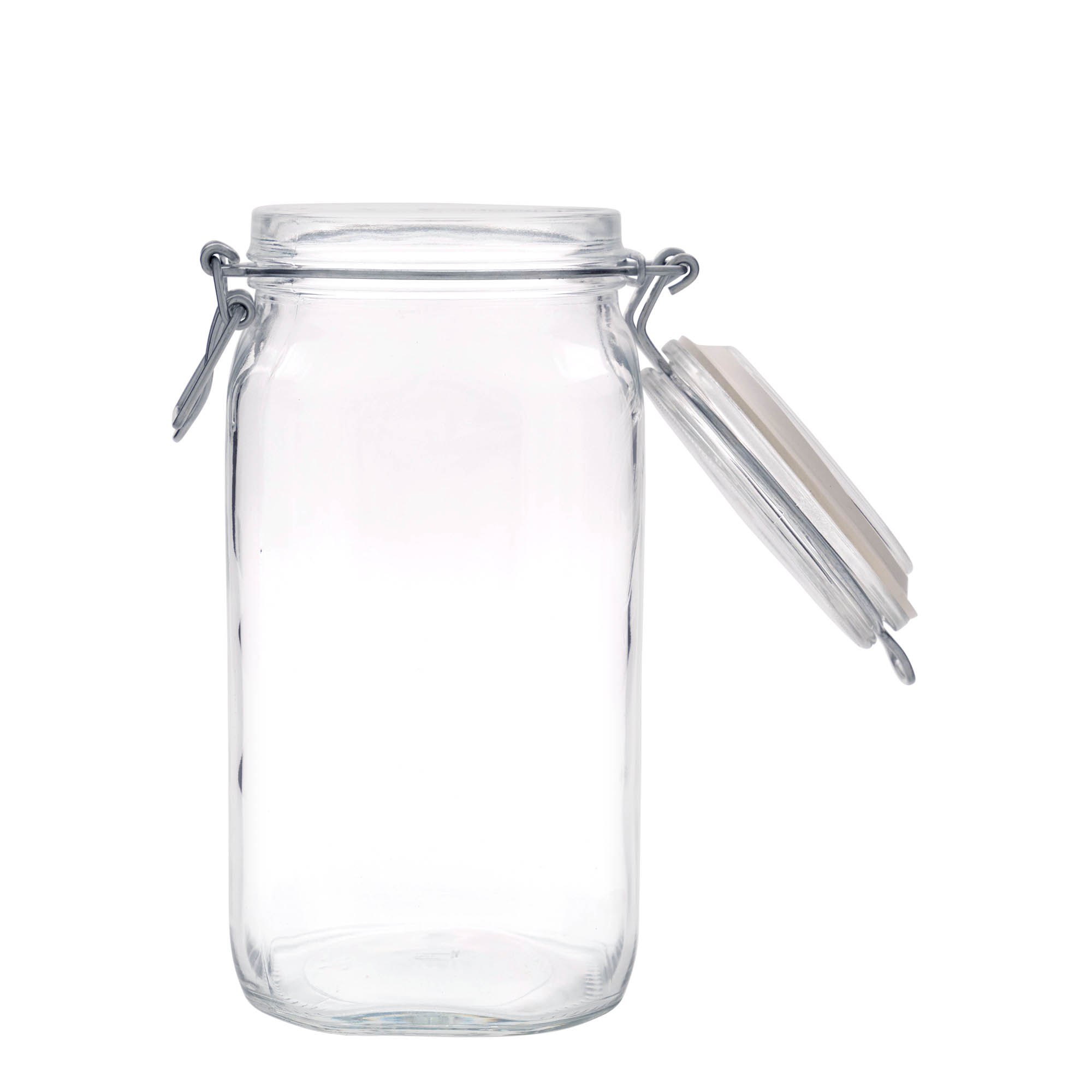 1.500 ml vielos užsegimo stiklainis „Fido“, kvadratinis, anga: vielos užsegimas