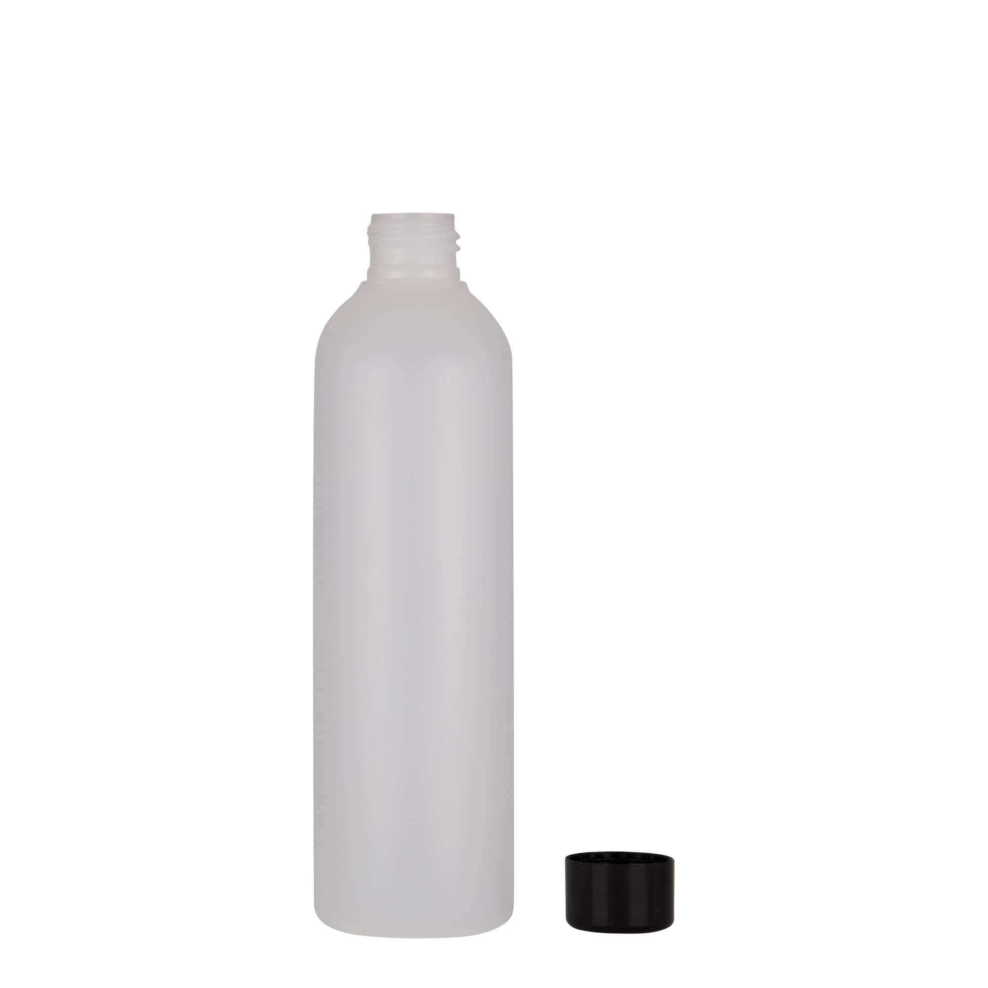 250 ml plastikinis buteliukas „Tuffy“, HDPE, natūralios spalvos, kaklelis: 24/410
