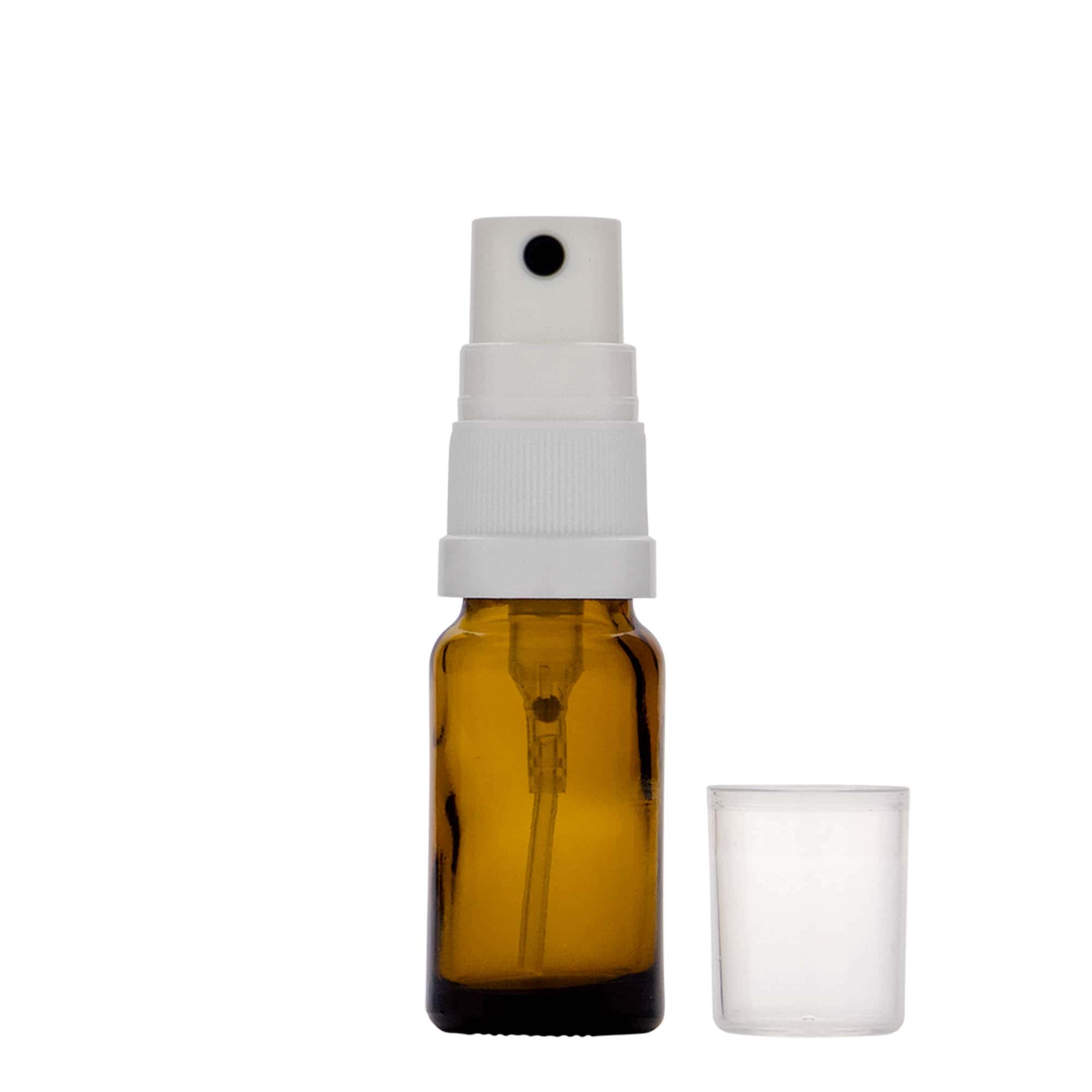 10 ml purškimo buteliukas medicinai, stiklas, rudas, anga: DIN 18