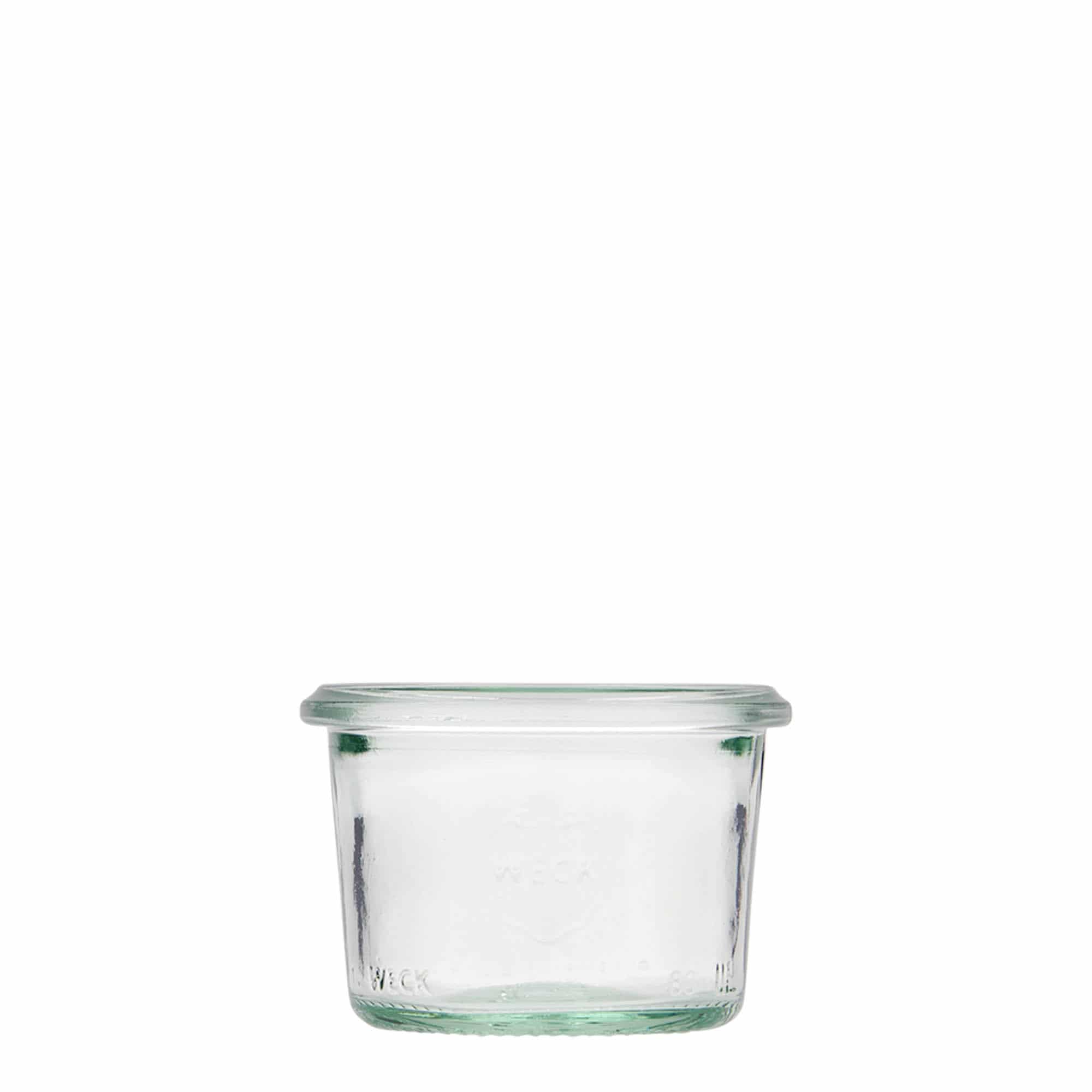 12x 80 ml WECK-stiklainis su plačiu burnu su stiklo dangteliu RR 60