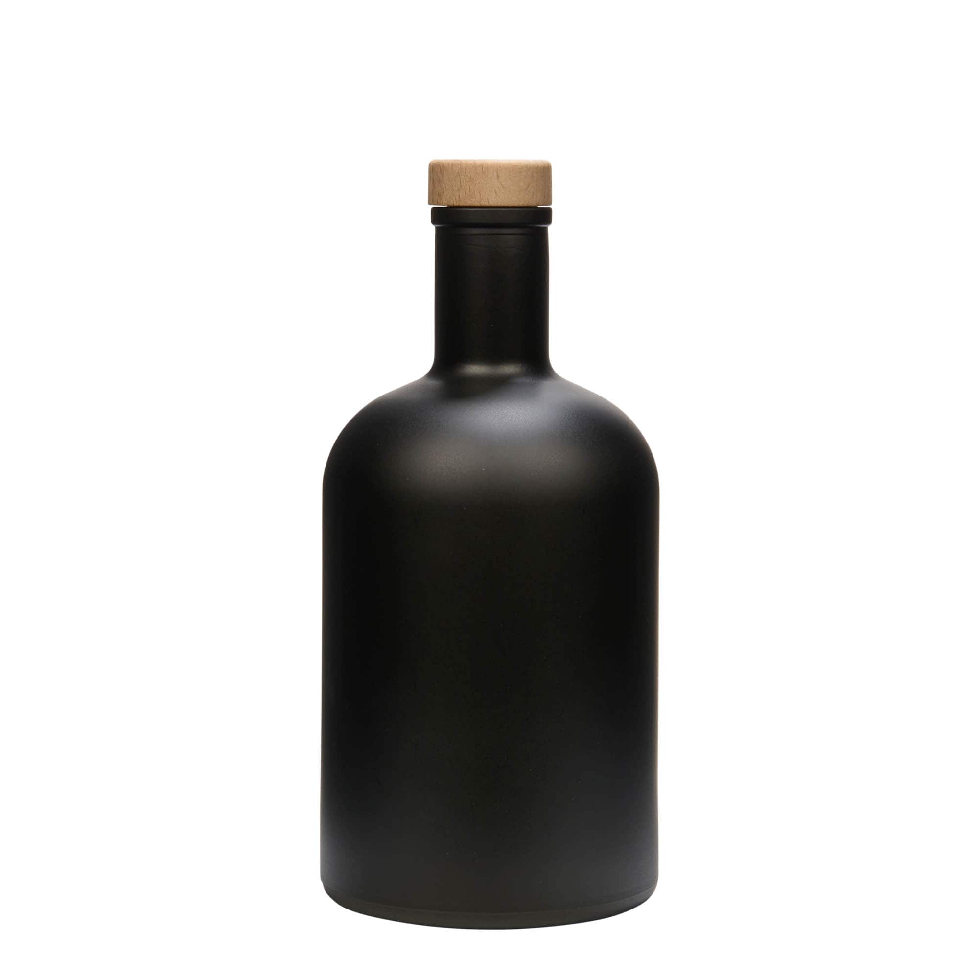 700 ml stiklinis butelis „Gerardino“, juodas, kaklelis: kamštis