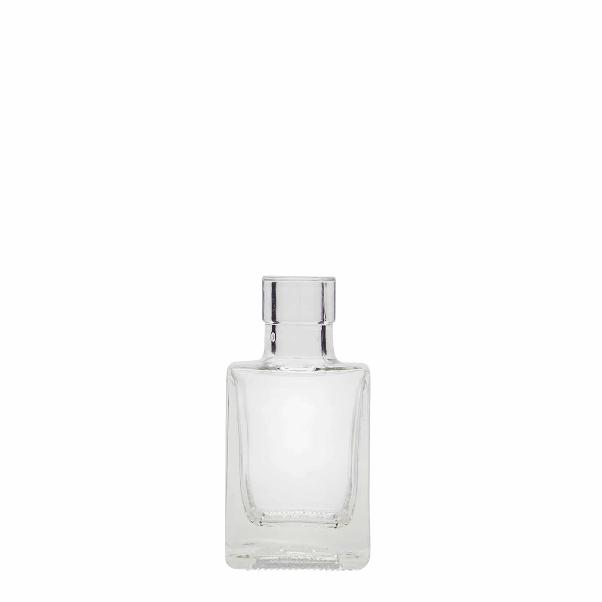 50 ml stiklinis buteliukas „Cube“, kvadratinis, anga: kamštis