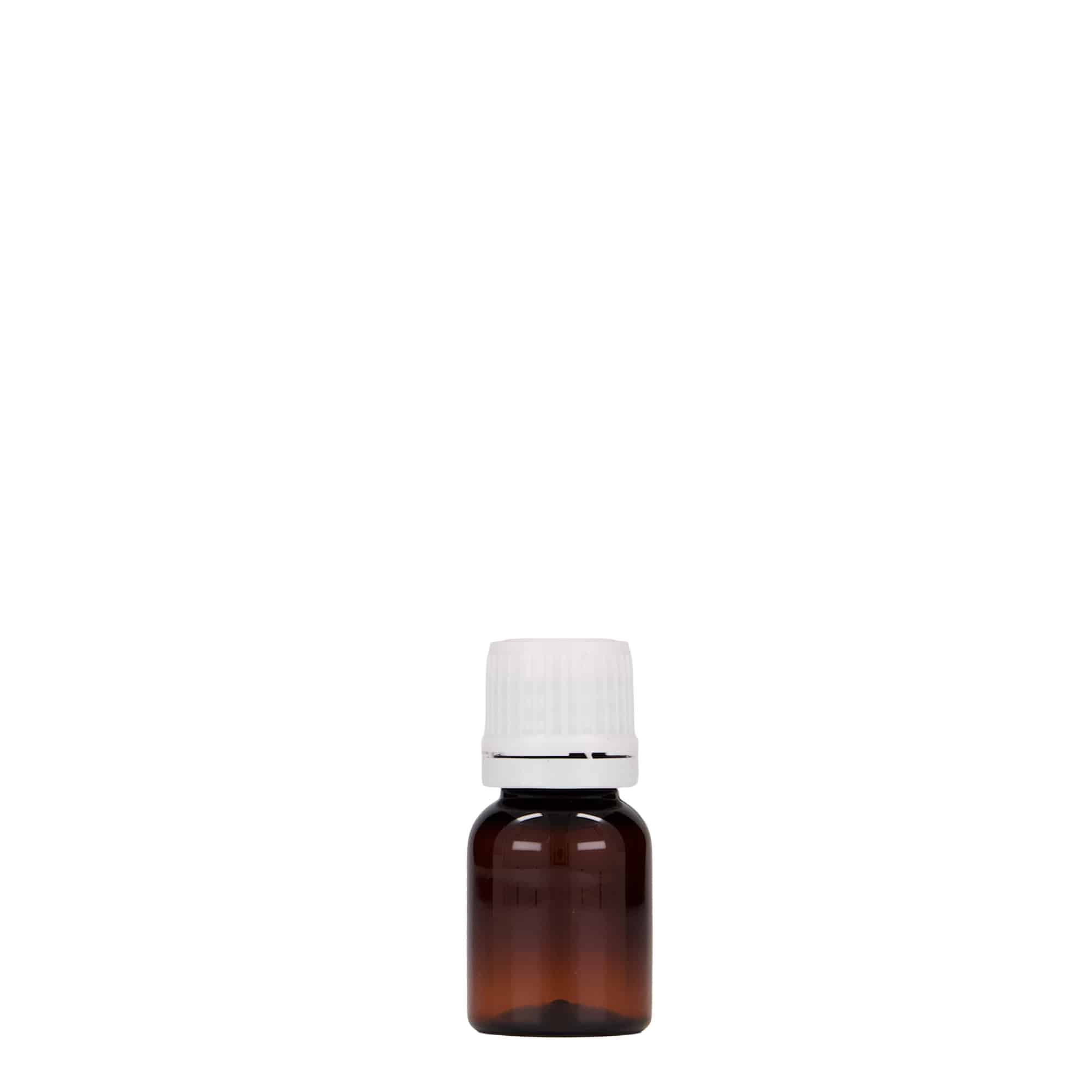 10 ml PET medicininis buteliukas „Easy Living“, rudas, plastikas, anga: DIN 18