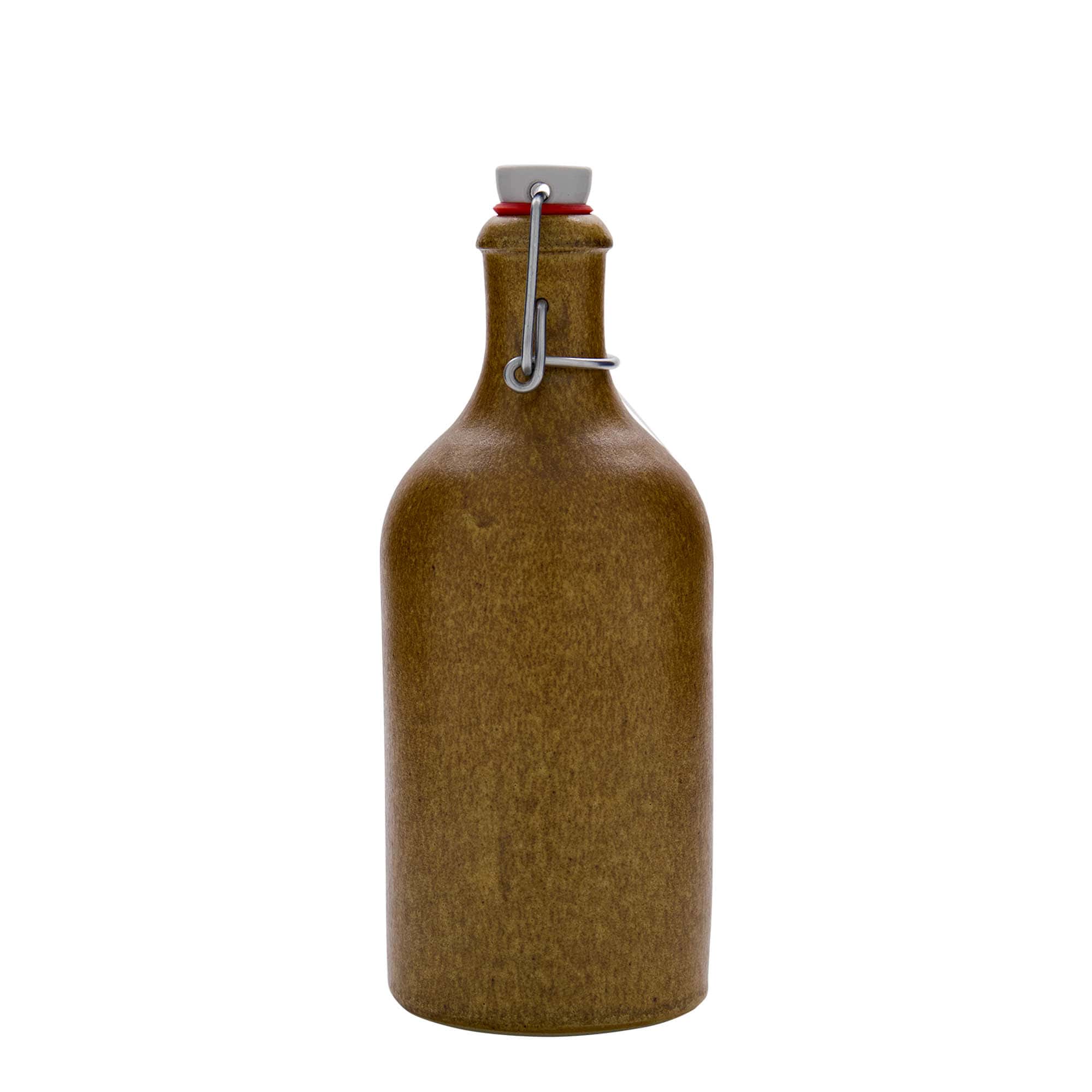 500 ml molinis ąsotis, keraminis, rudos spalvos kristalinis, burna: užsegamas lankeliu