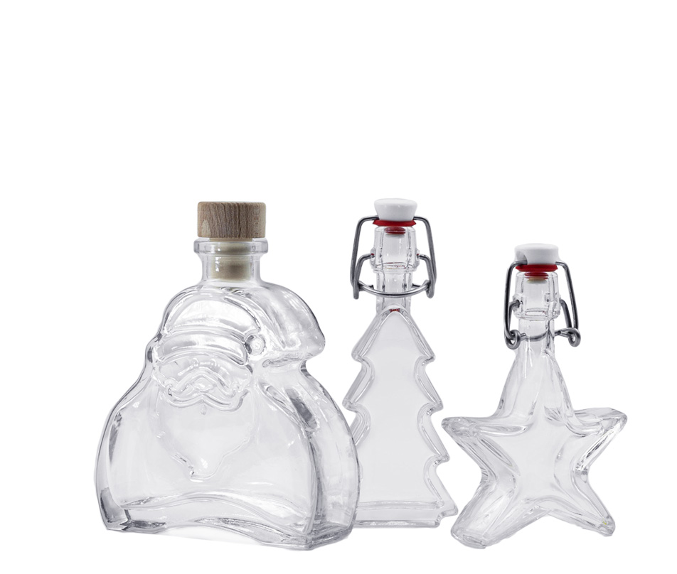 Kalėdiniai buteliai Trys dekoratyviniai buteliai Kalėdų sezonui