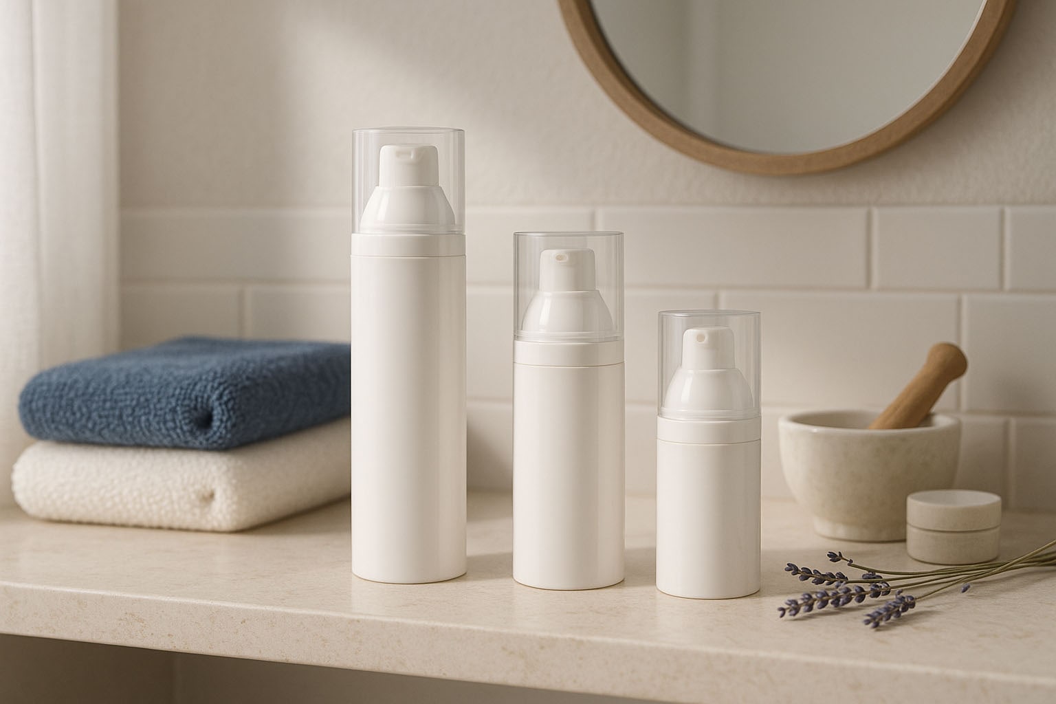 Airless dozatoriaus siurblio galvutė „Mezzo“, PP plastikas, balta