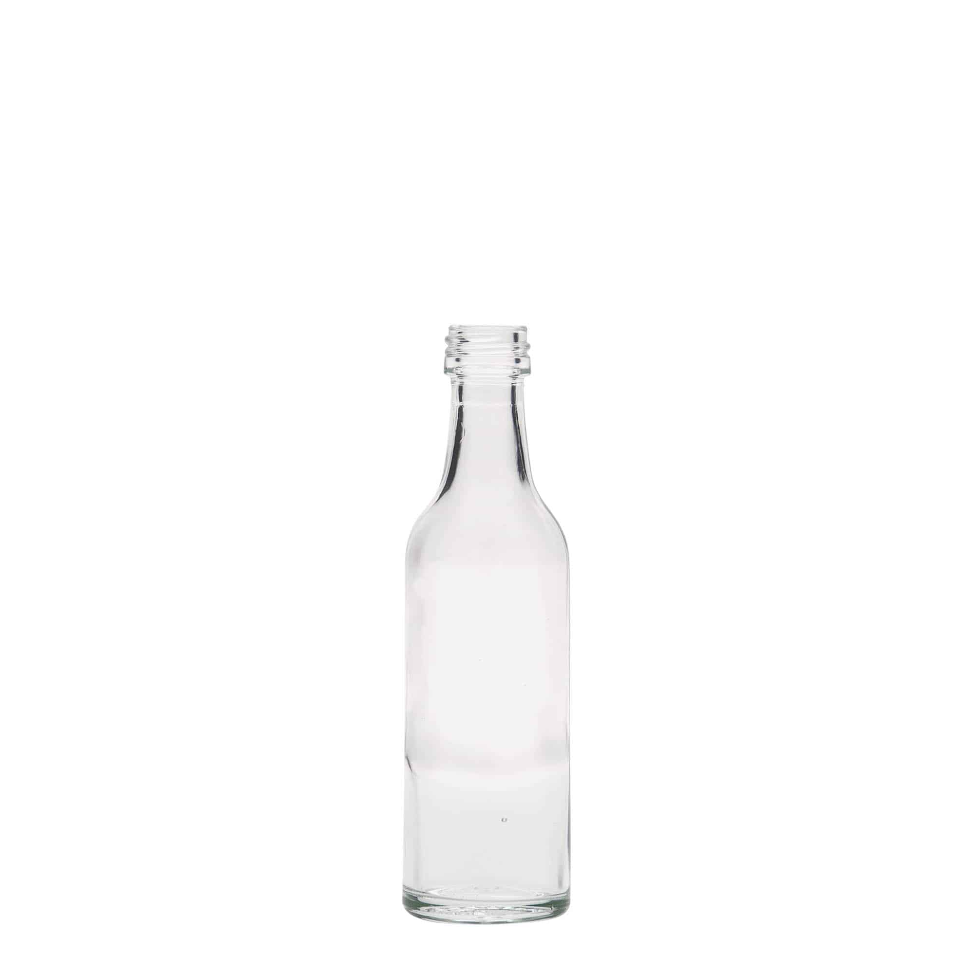 50 ml stiklinis buteliukas su tiesiu kakleliu, anga: PP 18