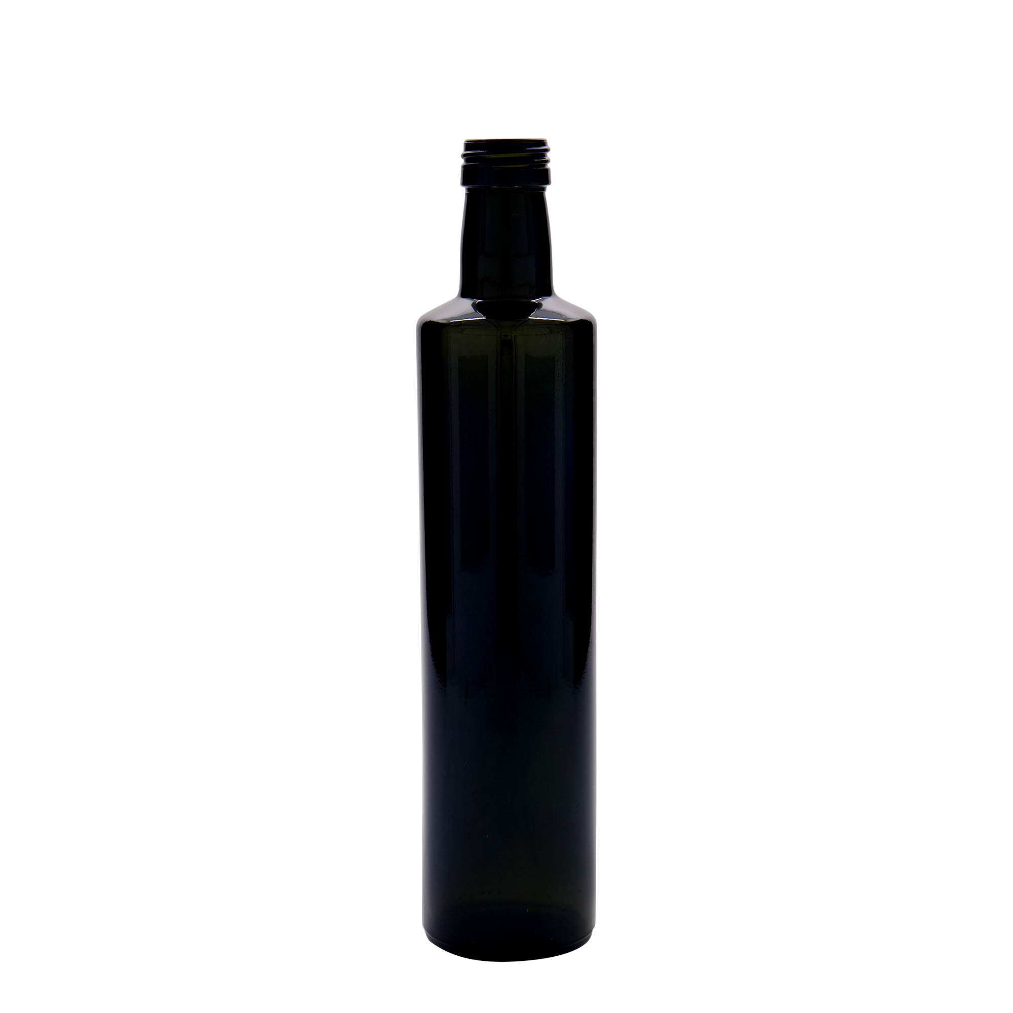 500 ml stiklinis butelis „Dorica“, senovinės žalios spalvos, anga: PP 31,5