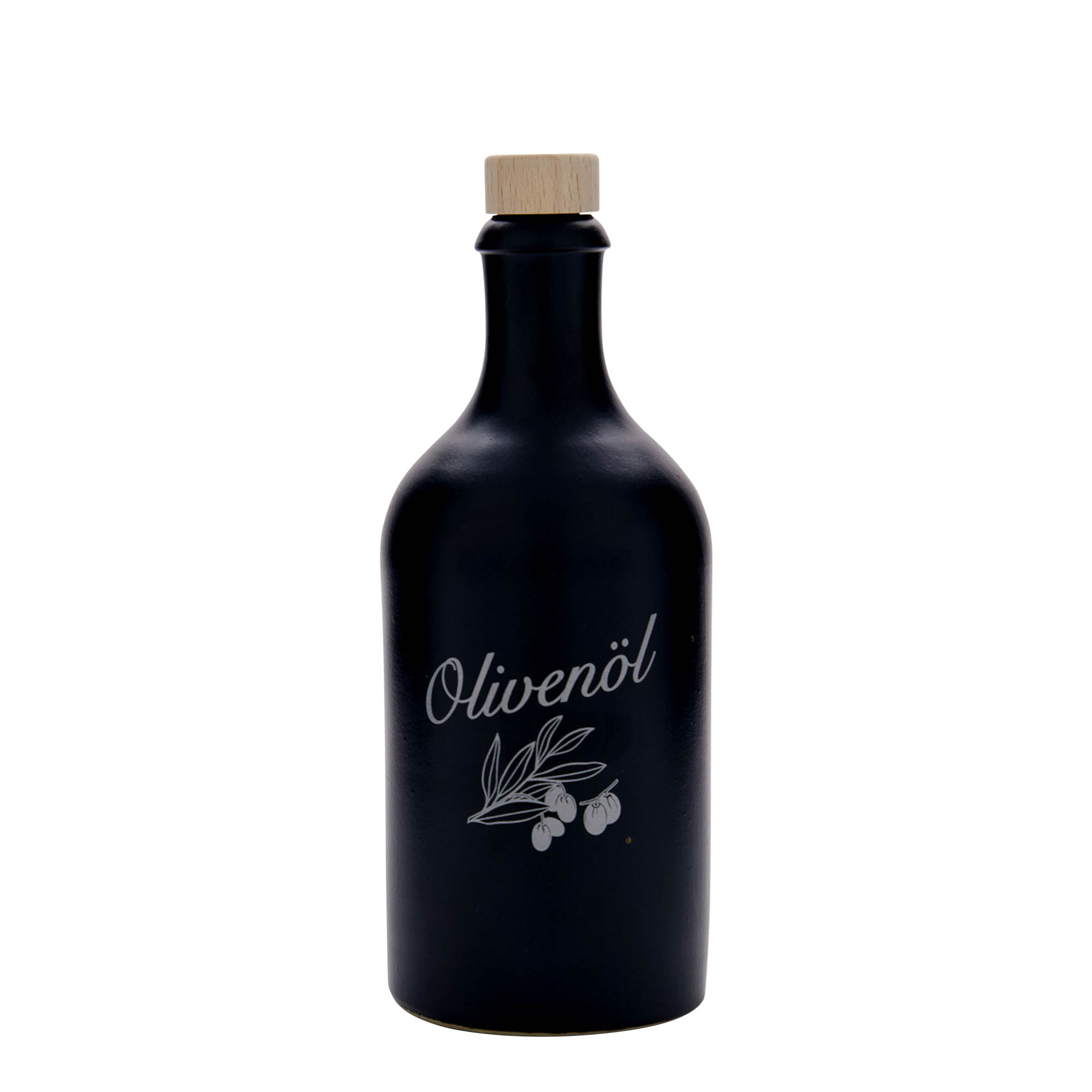 500 ml molinis ąsotis, motyvas: alyvuogių aliejus, akmens masė, juodas, burna: kamštis