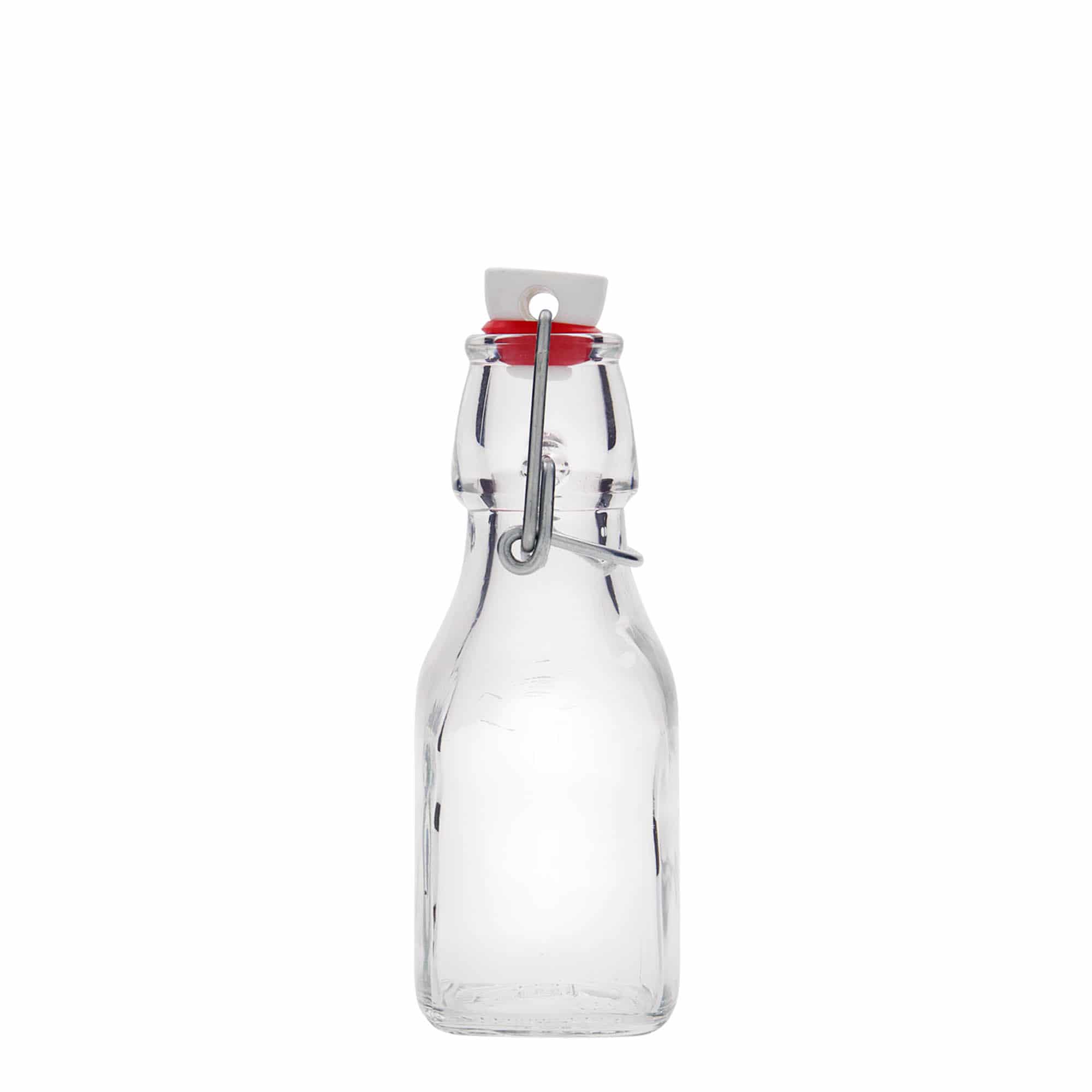 125 ml stiklinis buteliukas „Swing“, kvadratinis, anga: kablio uždarymas