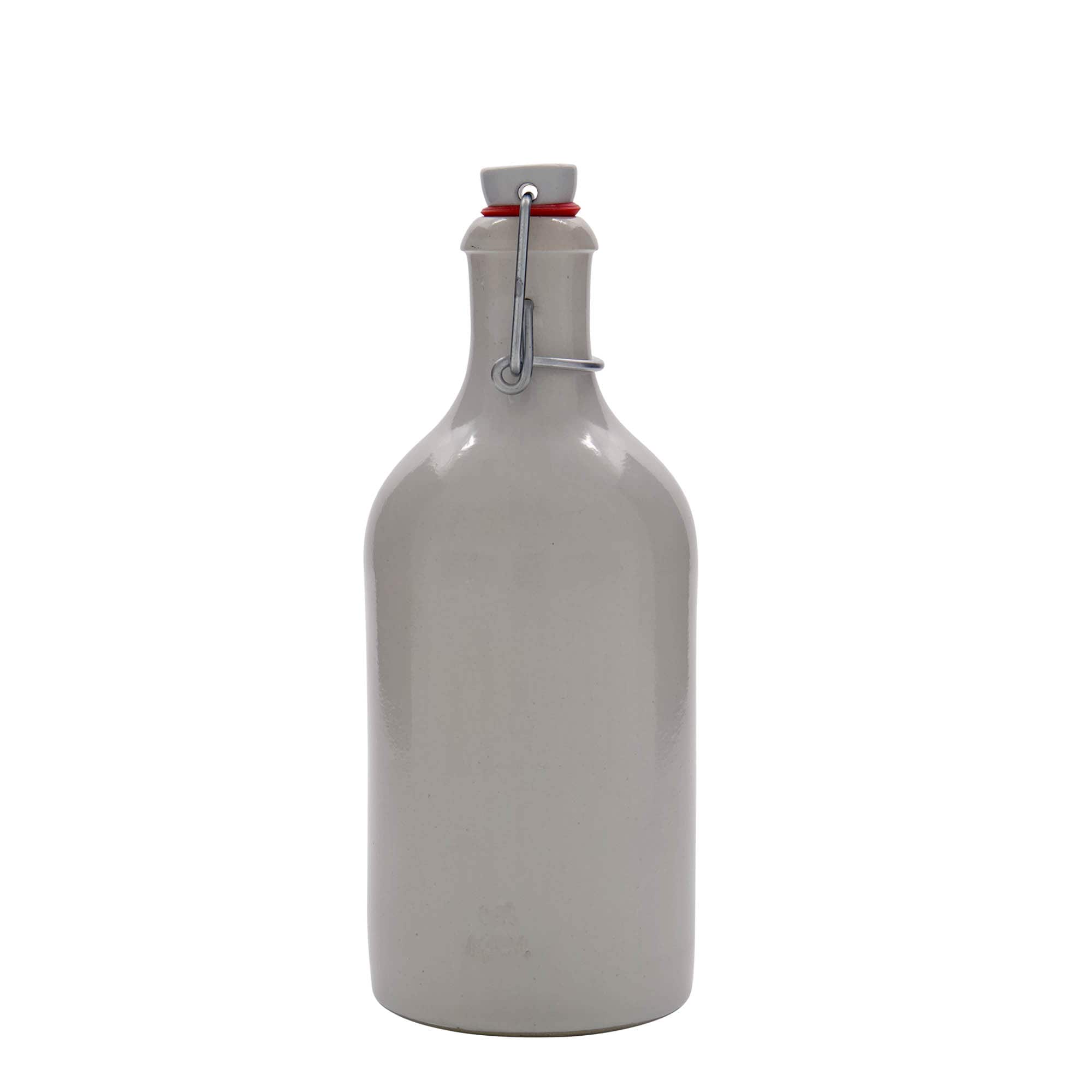 500 ml molinis ąsotis, keraminis, baltas, burna: spaustukas uždarymui