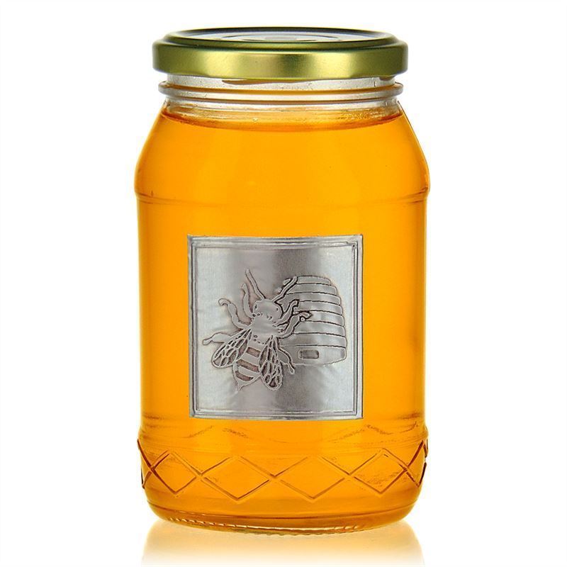 Švino etiketė „Medus“, kvadratinė, metalinė, sidabrinė