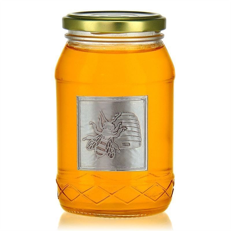 Švino etiketė „Medus“, kvadratinė, metalinė, sidabrinė