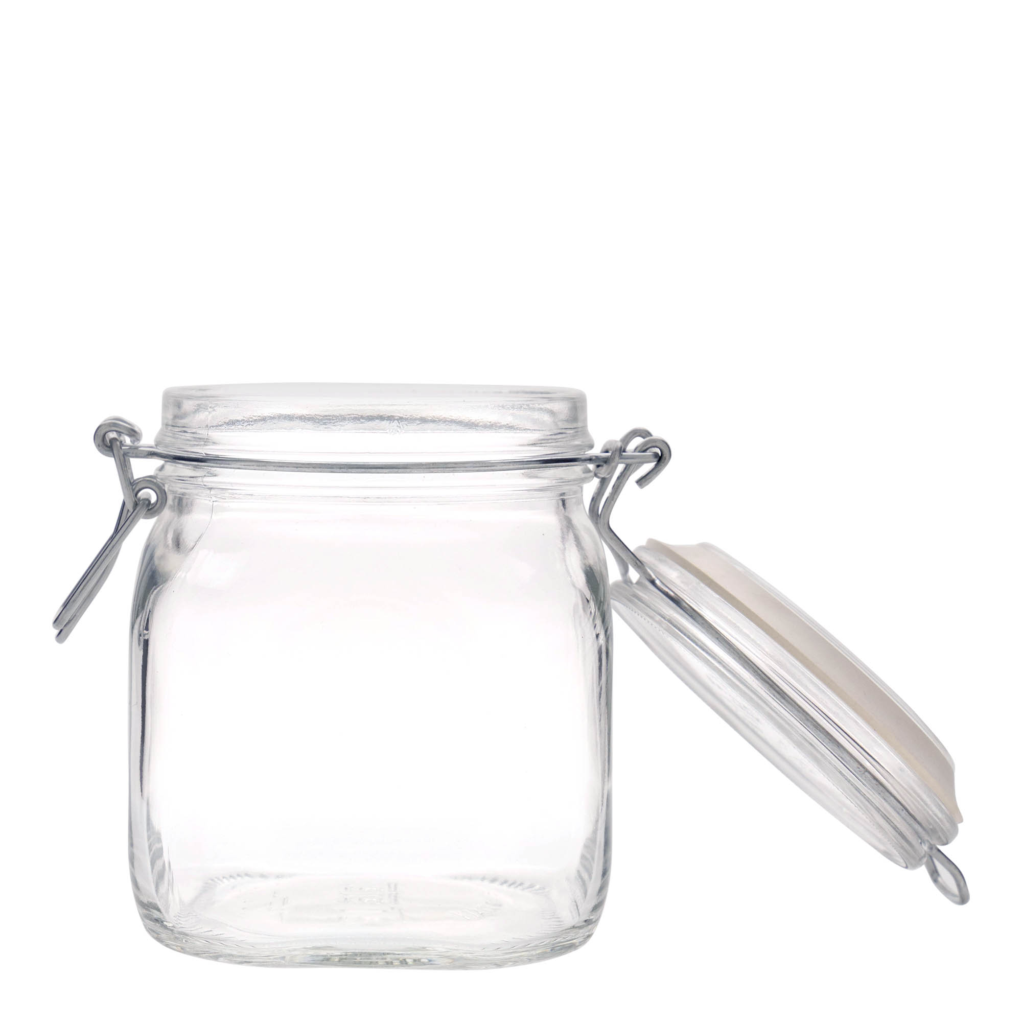 750 ml vielos užsegamas stiklainis 'Fido', kvadratinis, anga: vielos užsegimas 750 ml vielos užsegamas stiklainis 'Fido', kvadratinis, anga: vielos užsegimas