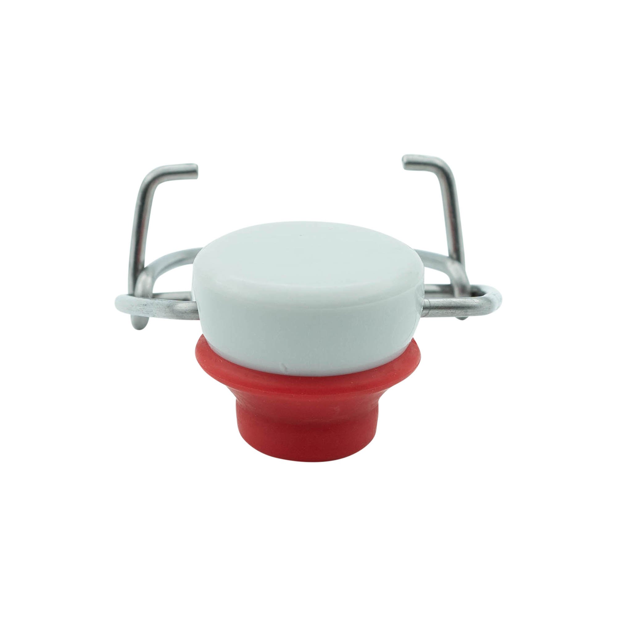 Spaustuko užsegimas, nestandartinis dydis, plastikas, raudona-balta Spaustuko užsegimas, nestandartinis dydis, plastikas, raudona-balta