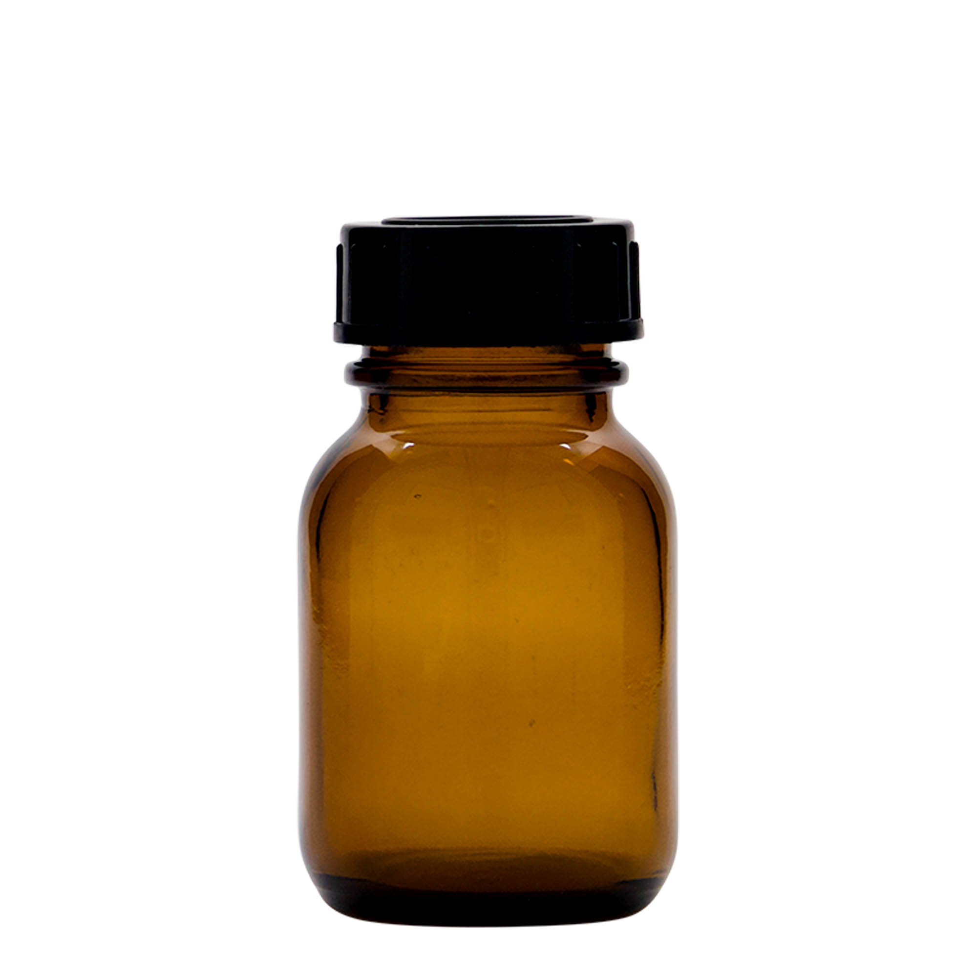 50 ml plačiakaklis stiklainis, rudas, anga: DIN 32 50 ml plačiakaklis stiklainis, rudas, anga: DIN 32