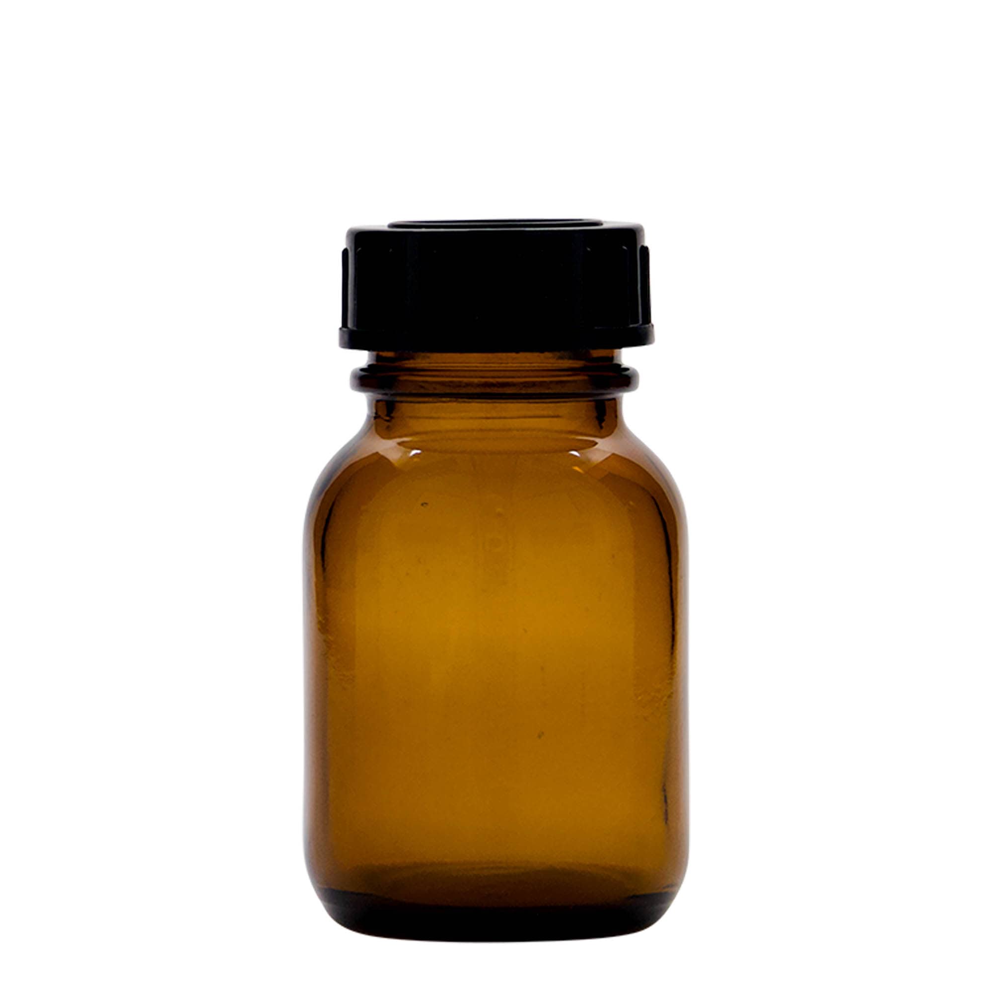 50 ml plačiakaklis stiklainis, rudas, anga: DIN 32