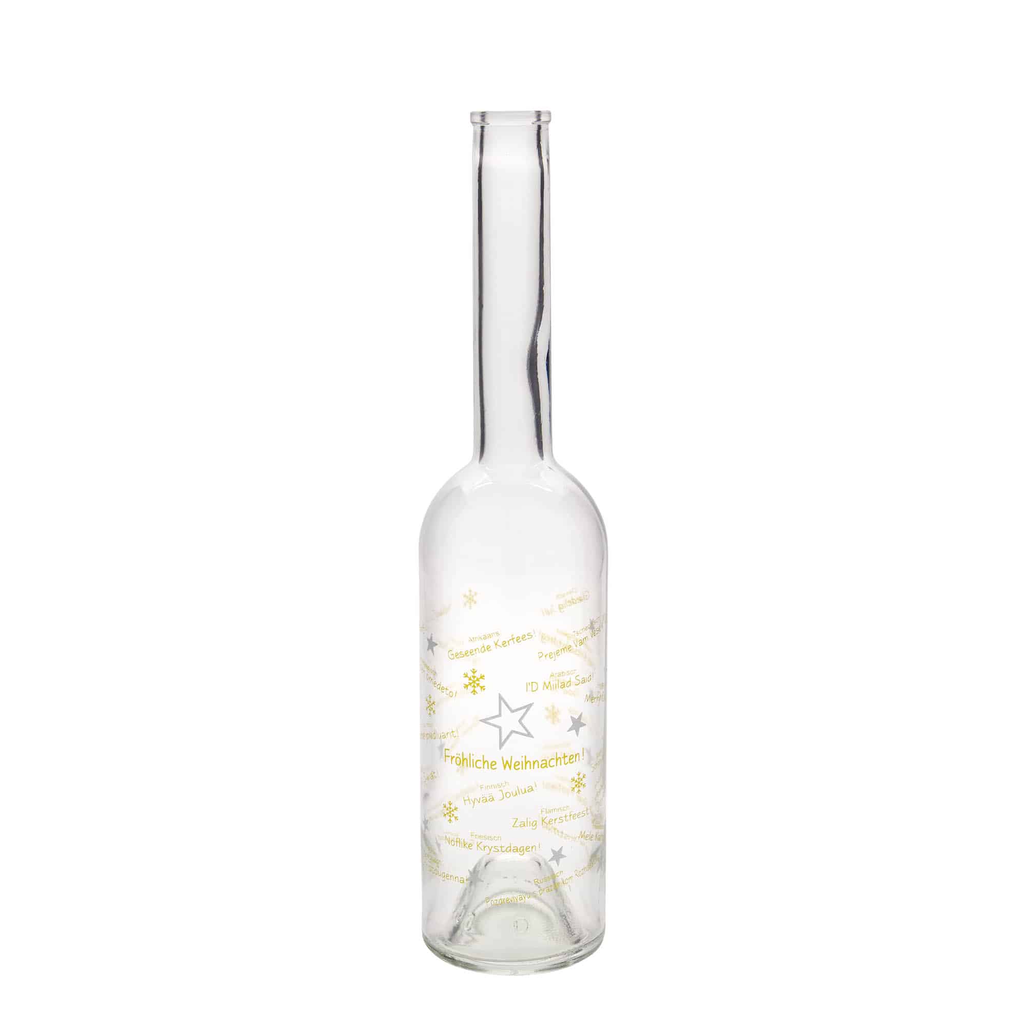 500 ml stiklinis butelis „Opera“, motyvas: Kalėdos pasaulyje, kamštis