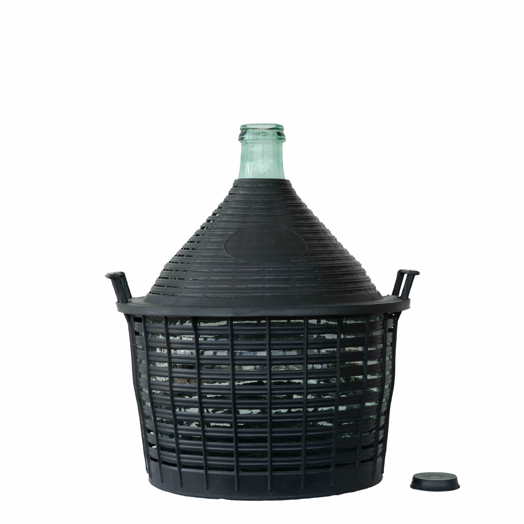 20 l balioninė talpa siauru kaklu, stiklas, anga: užlenkiamas dangtelis