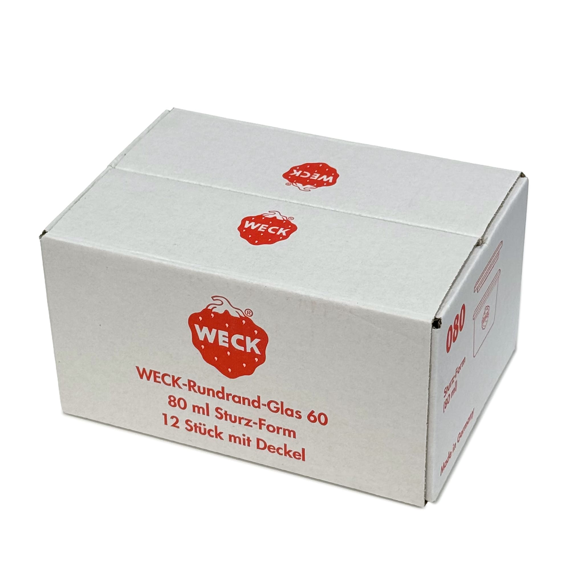 12x 80 ml WECK-stiklainis su plačiu burnu su stiklo dangteliu RR 60