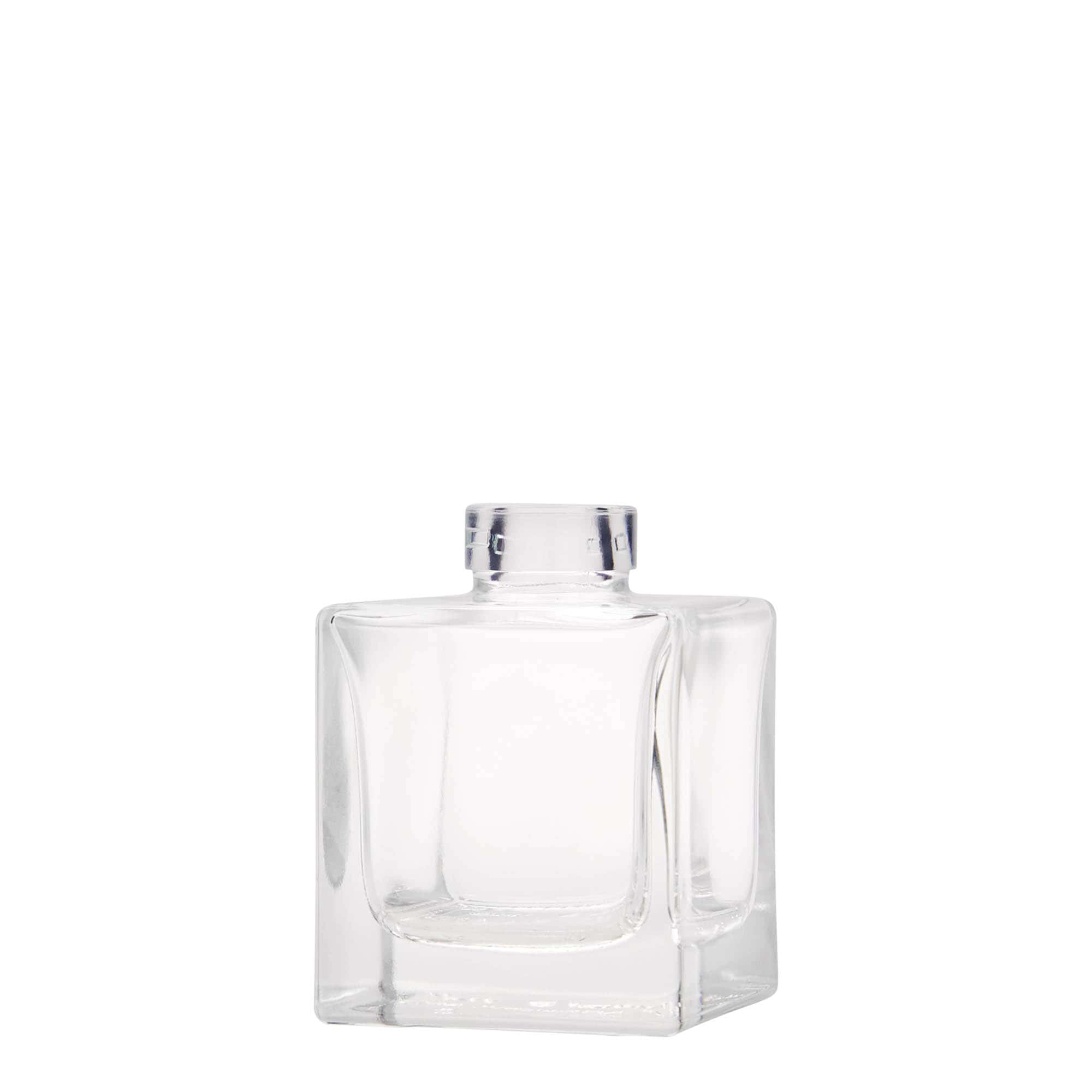 100 ml stiklinis buteliukas „Cube“, kvadratinis, anga: kamštis