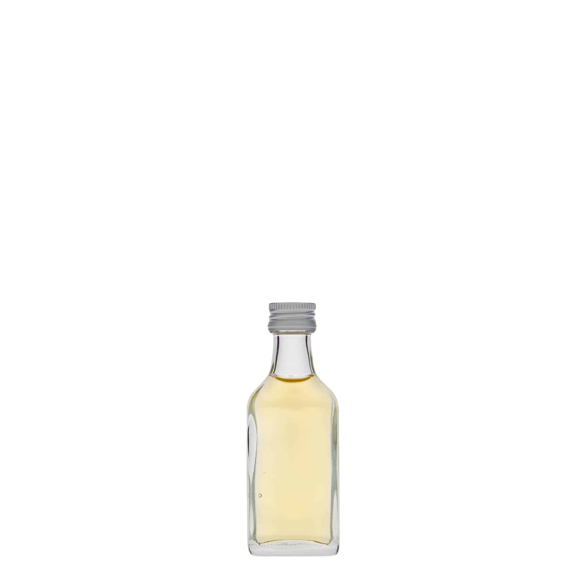 20 ml kišeninė buteliukė, stačiakampė, stiklinė, anga: PP 18