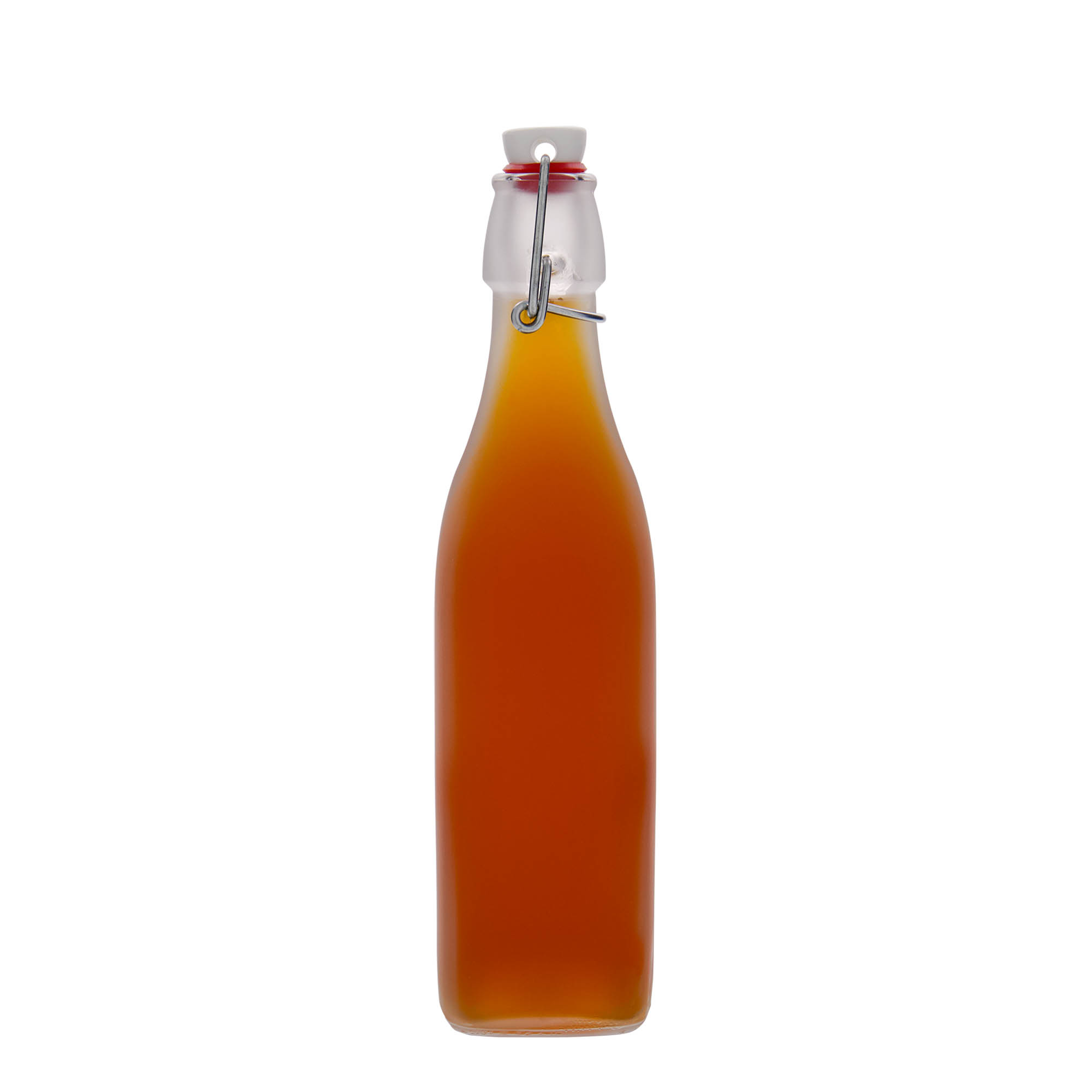 500 ml stiklinis butelis „Swing“, kvadratinis, baltas, anga: užsegamas užraktas 500 ml stiklinis butelis „Swing“, kvadratinis, baltas, anga: užsegamas užraktas