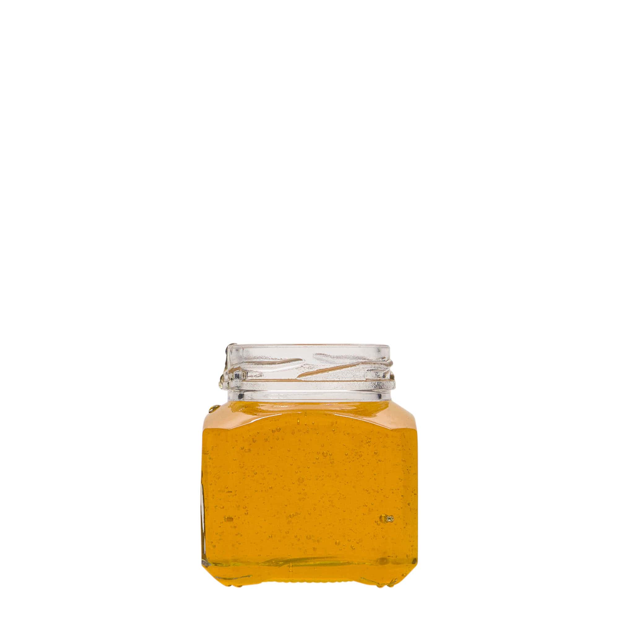 106 ml keturkampis stiklainis „Milanas“, anga: sukamas dangtelis (TO 48)