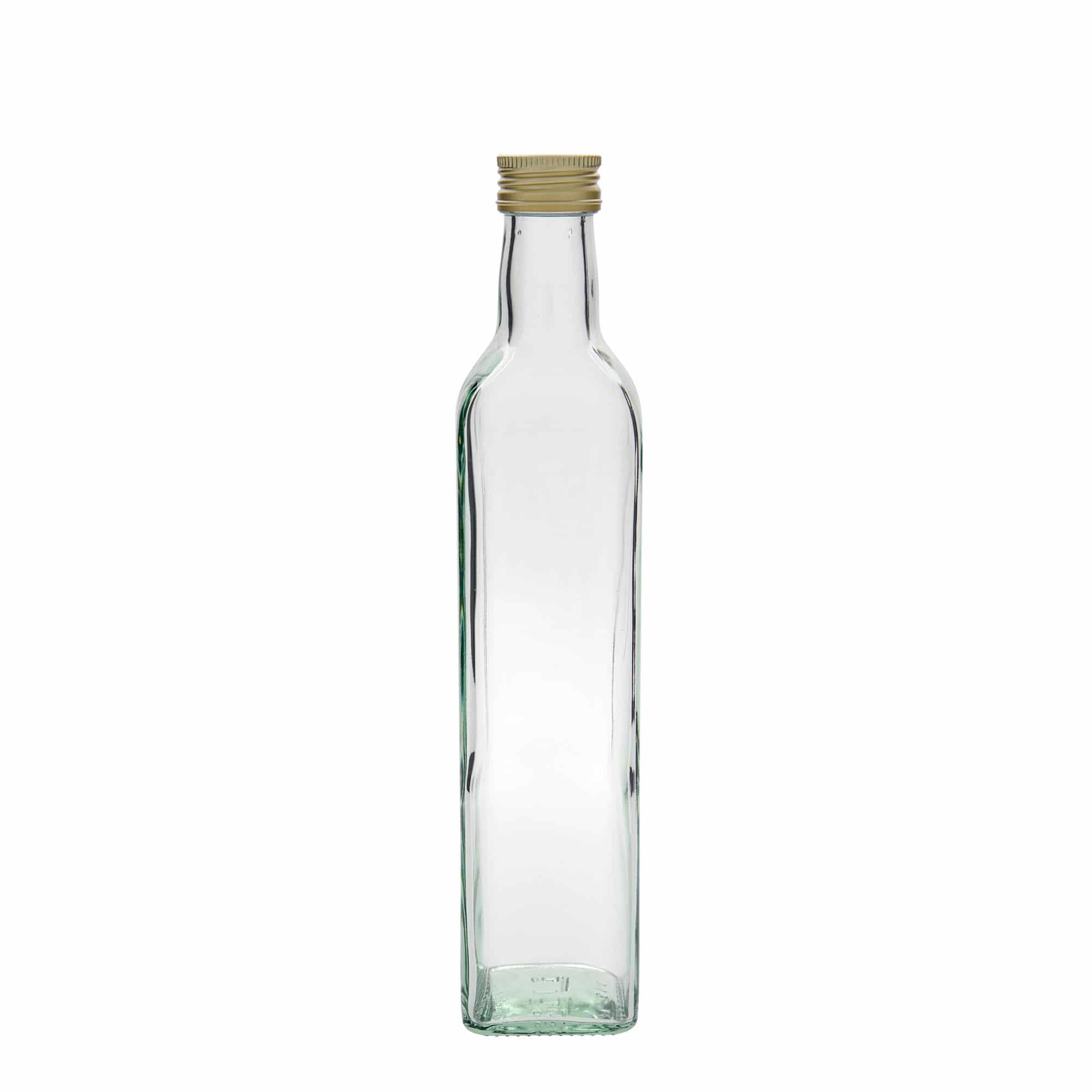 500 ml stiklinis butelis „Marasca“, kvadratinis, anga: PP 31,5