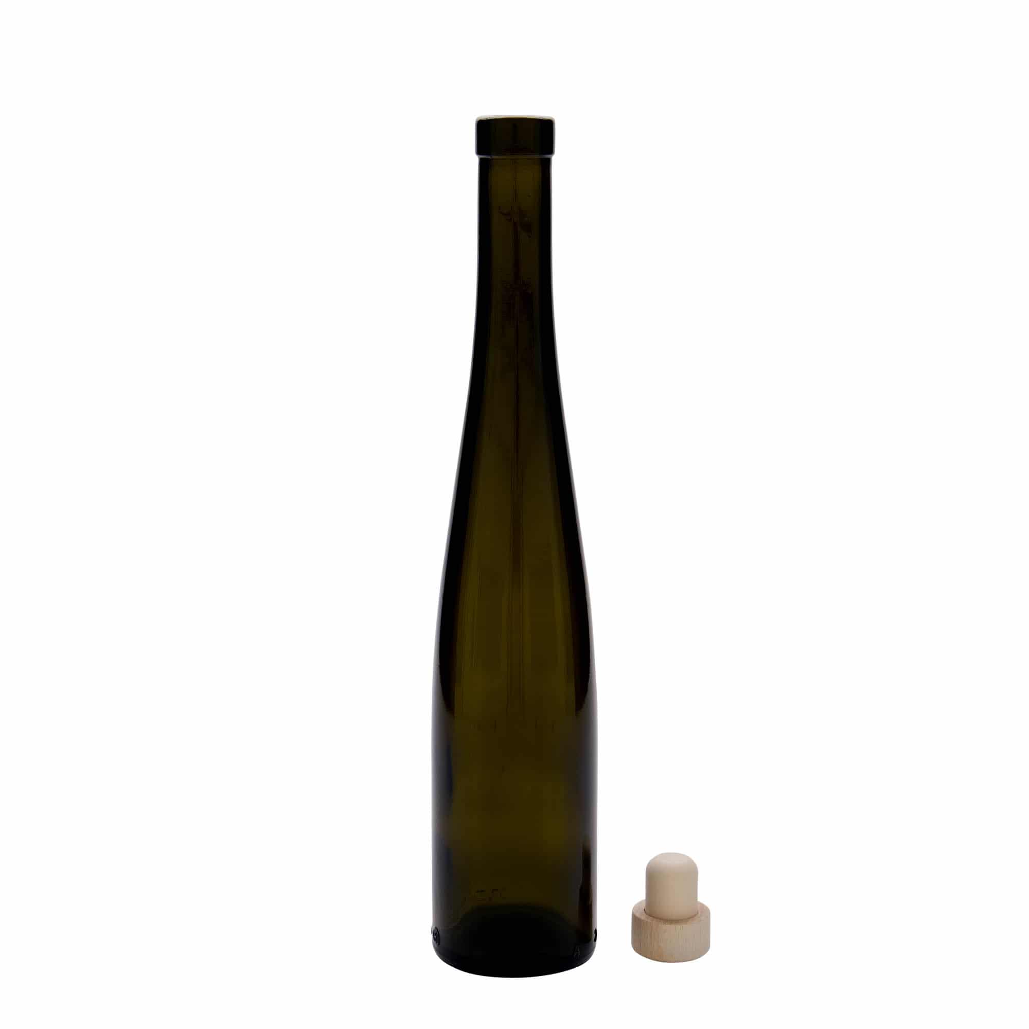 375 ml stiklinis butelis „Weinschlegel“, antikinė žalia, kamštis