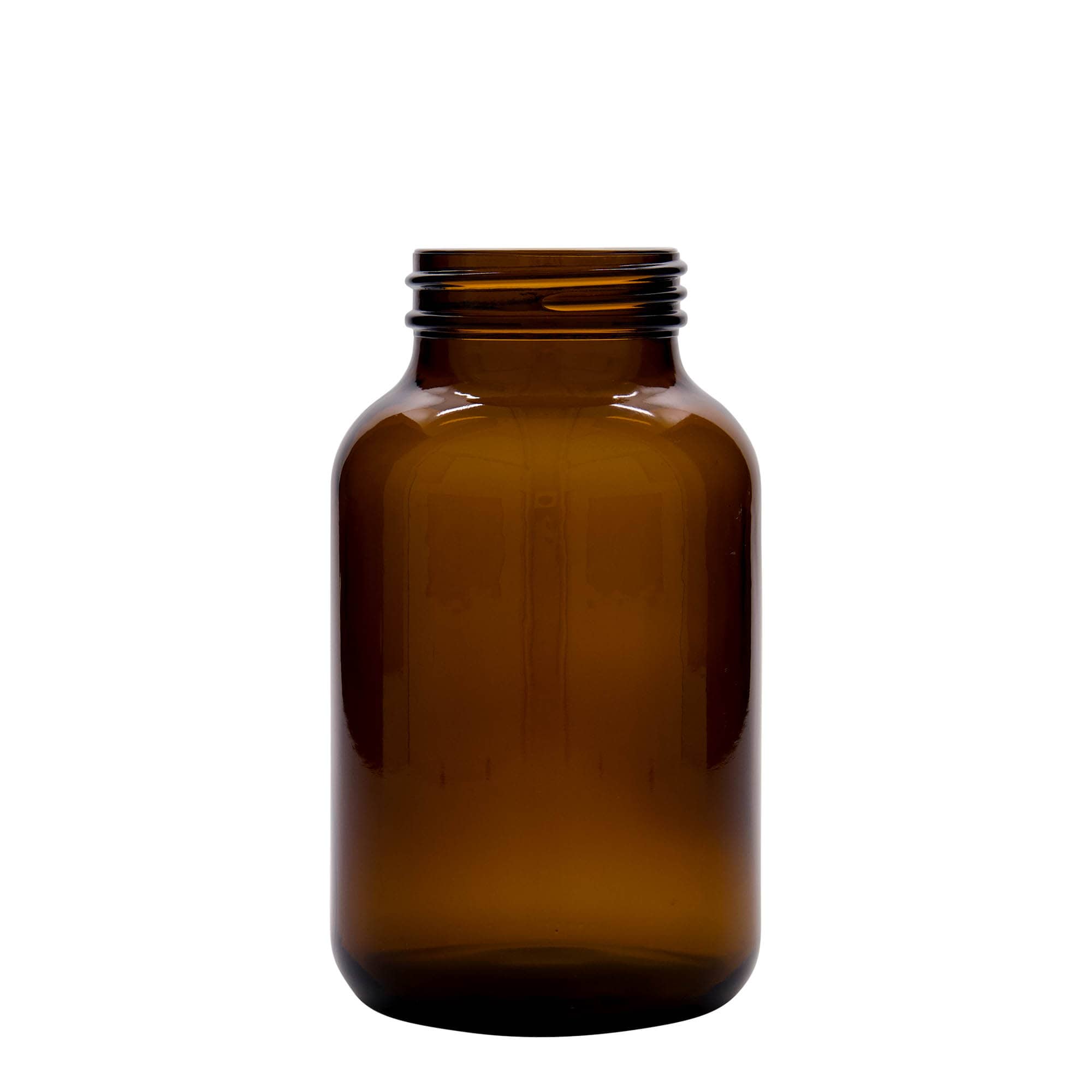 1.000 ml plačiakaklis stiklainis, rudas, anga: DIN 68