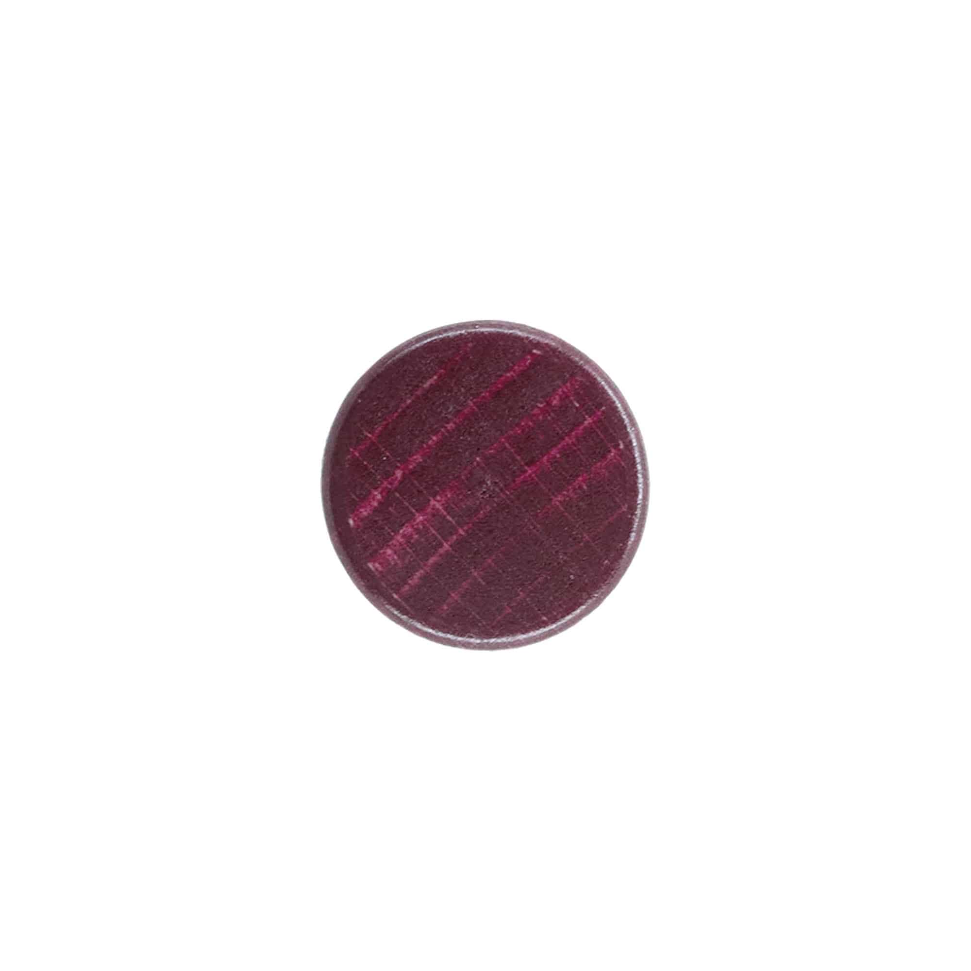 Rankenos kamštis 19 mm, mediena/plastikas, bordo raudonos spalvos, kamščio angai