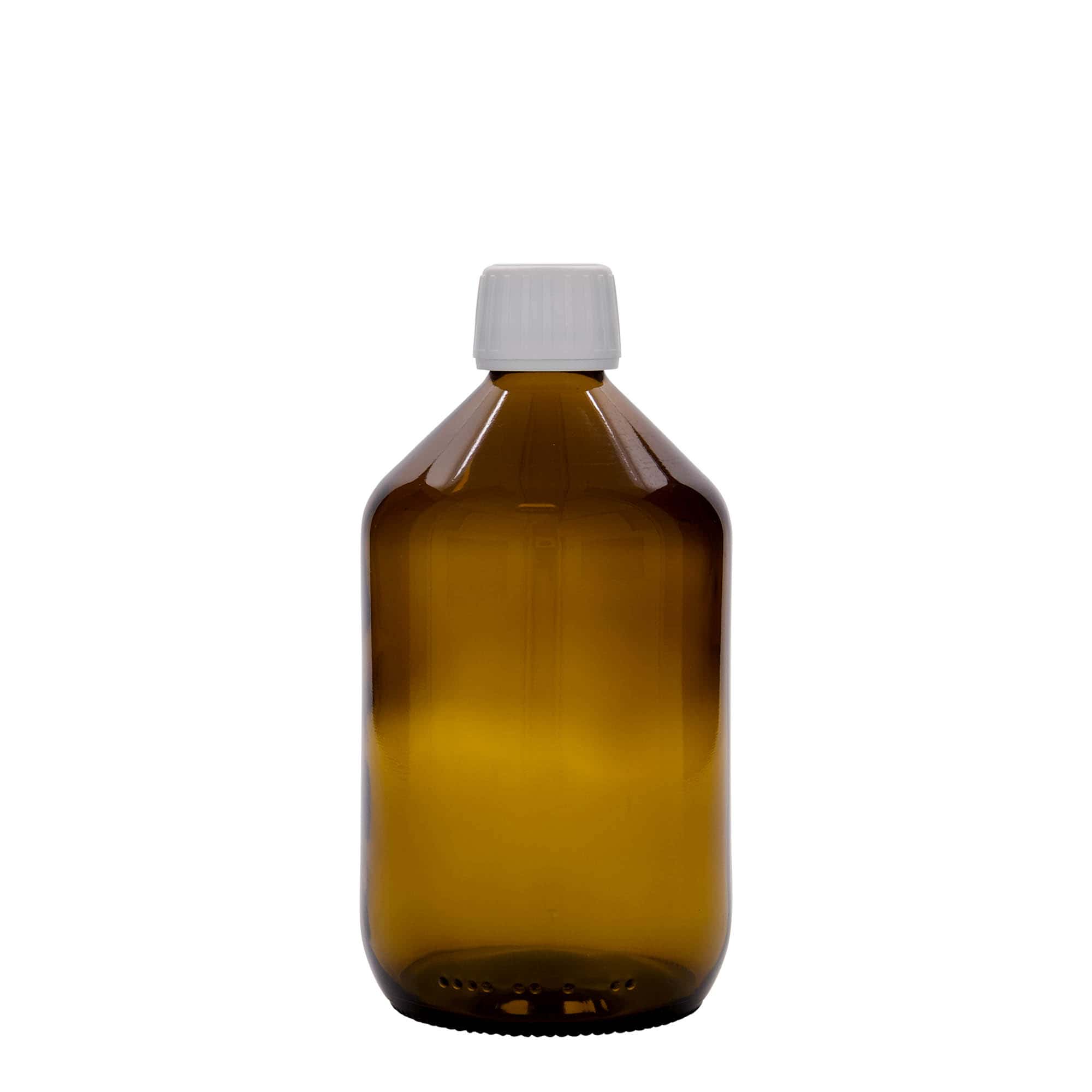 500 ml medicininis buteliukas, rudas, stiklas, burna: PP 28