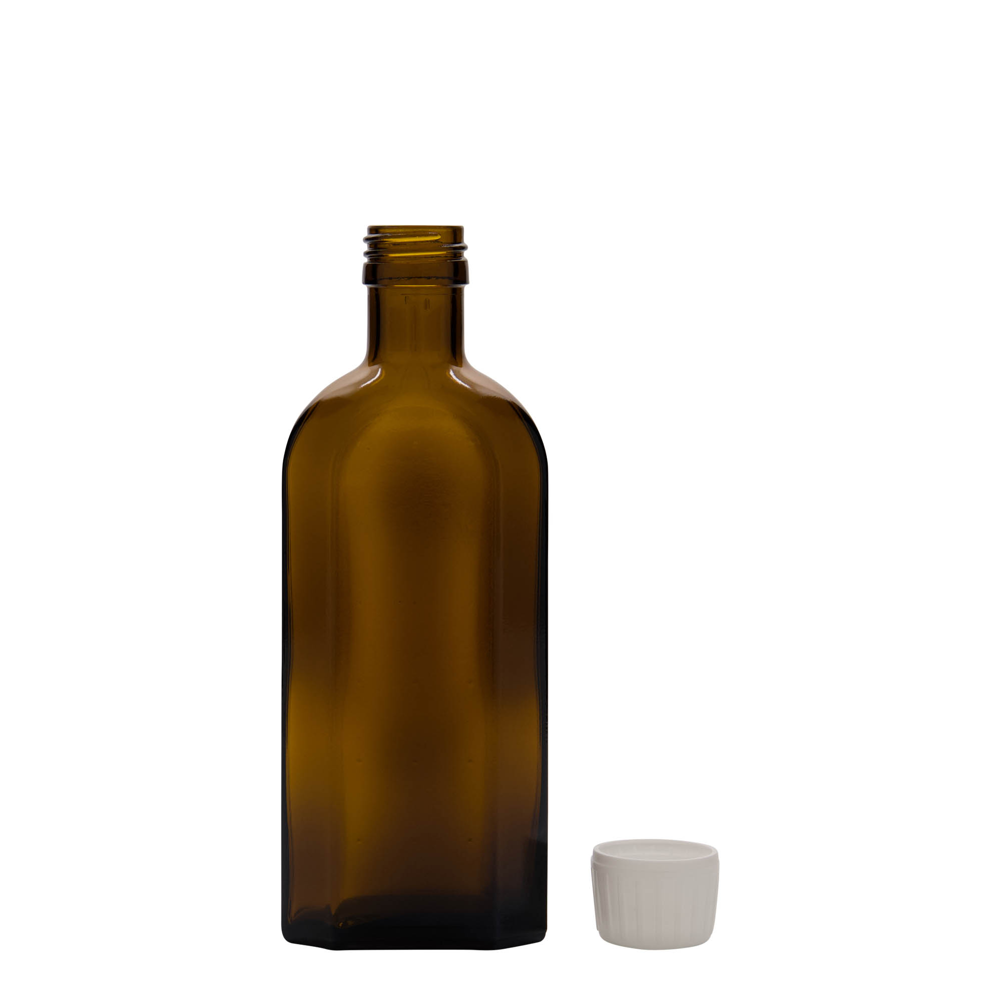 250 ml medicininis buteliukas Meplat, ovalus, stiklinis, rudas, angos dydis: PP 28 250 ml medicininis buteliukas Meplat, ovalus, stiklinis, rudas, angos dydis: PP 28