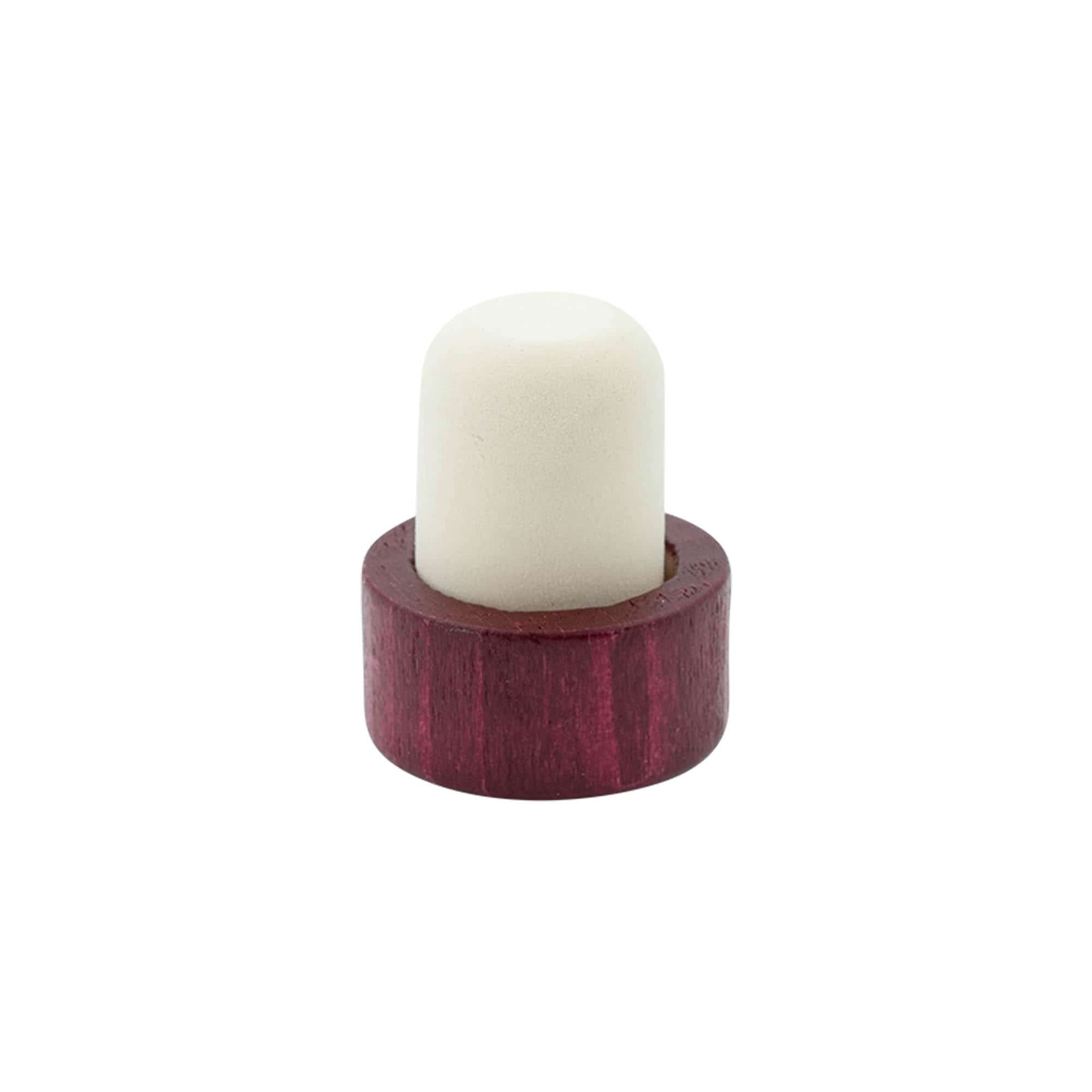 Rankenos kamštis 19 mm, mediena/plastikas, bordo raudonos spalvos, kamščio angai