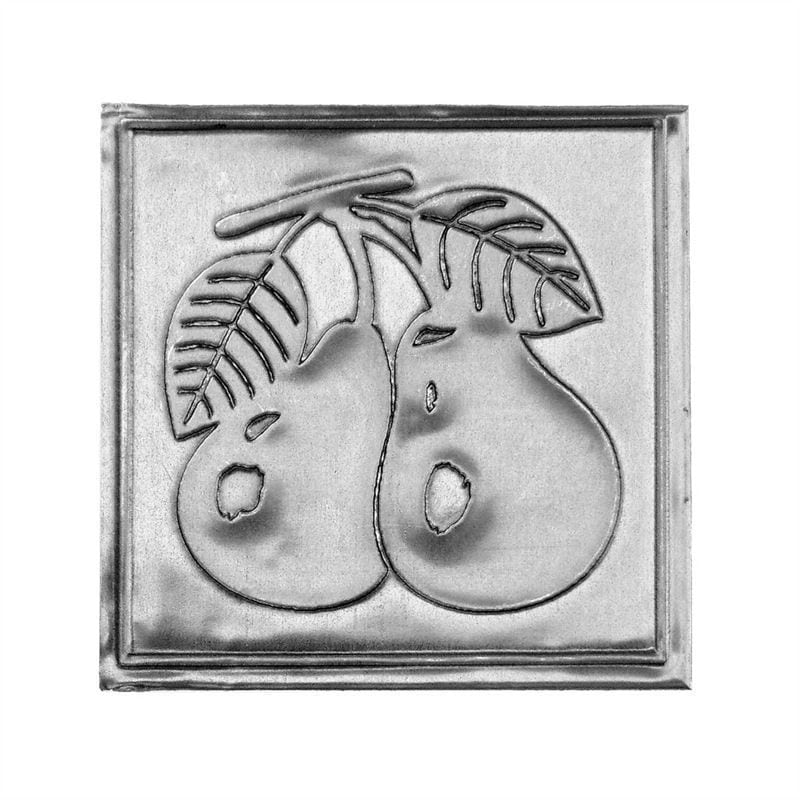 Švino etiketė „Kriaušė“, kvadratinė, metalinė, sidabrinė