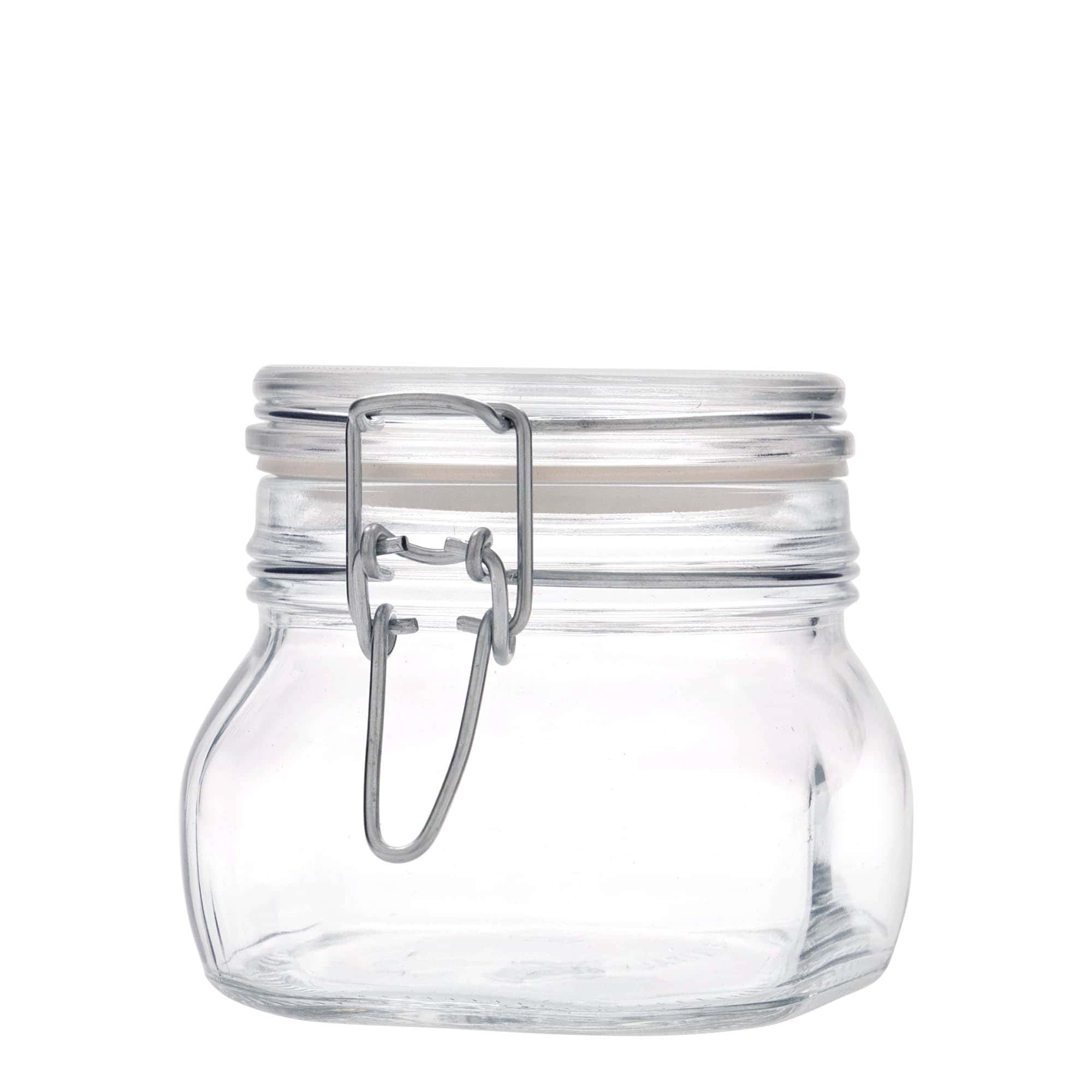 500 ml vielos užsegamas stiklainis „Fido“, kvadratinis, anga: vielos užsegimas