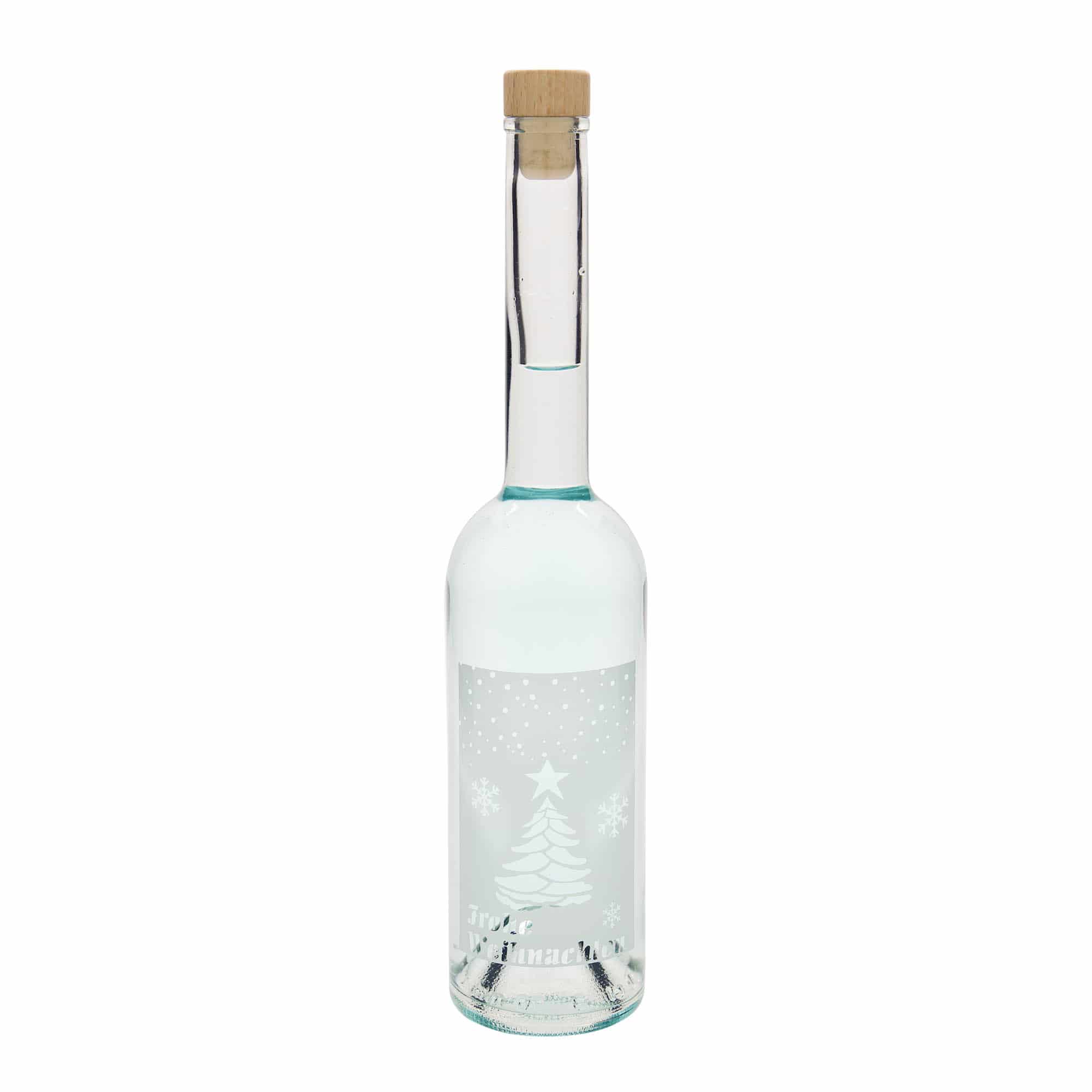 500 ml stiklinis butelis „Opera“, motyvas: Balta Kalėdos, kamštis: kamštis