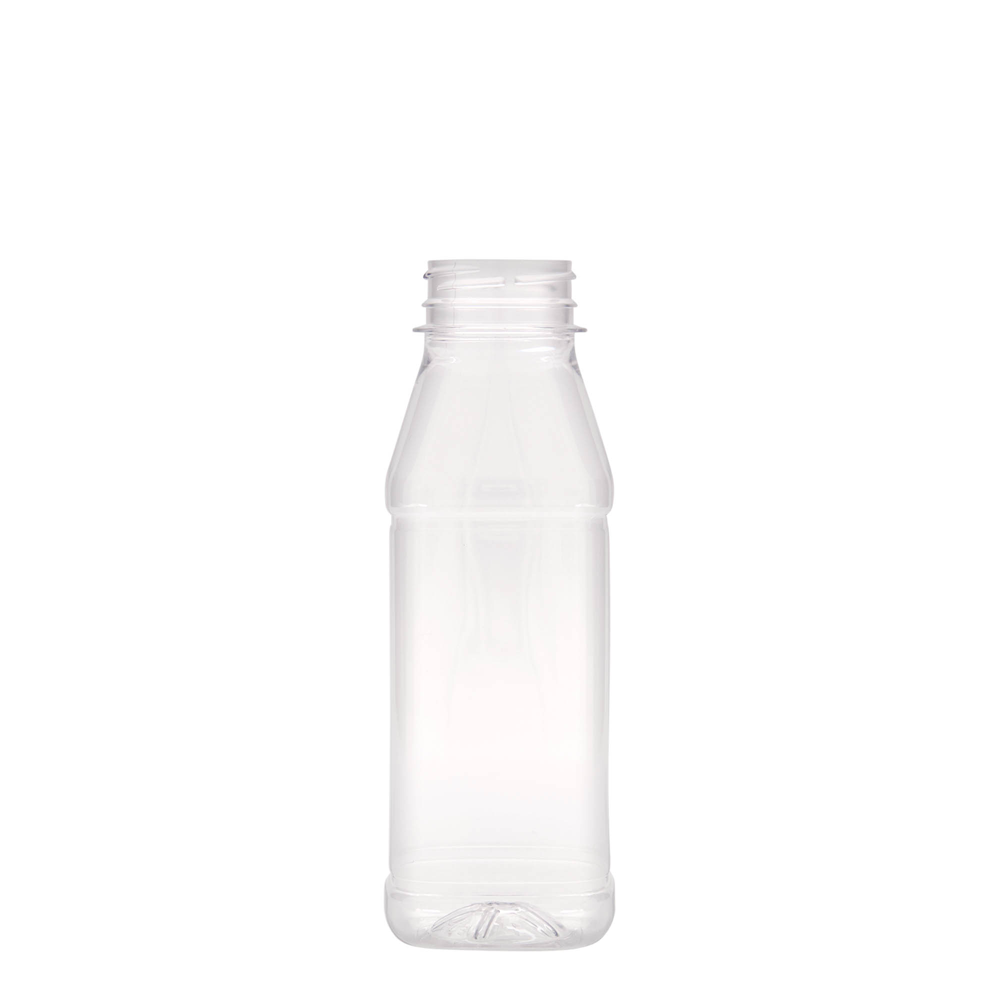 330 ml PET butelis „Milk and Juice Carré“, kvadratinis, plastikinis, anga: 38 mm