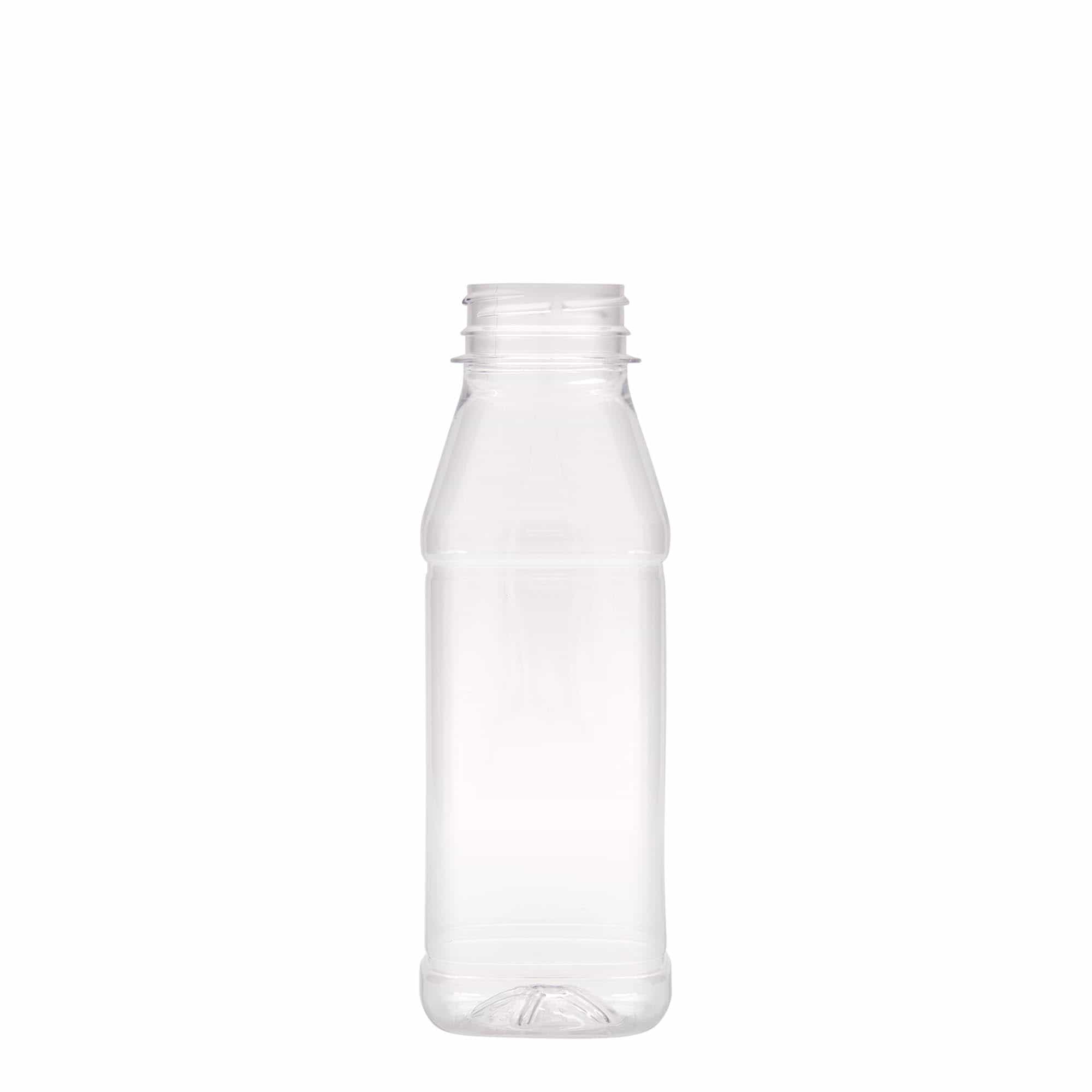 330 ml PET butelis „Milk and Juice Carré“, kvadratinis, plastikinis, anga: 38 mm