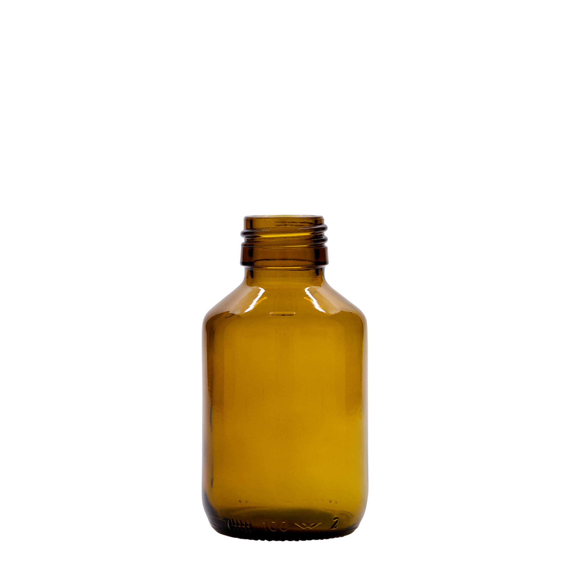 100 ml medicininis buteliukas, rudas, stiklas, burna: PP 28 100 ml medicininis buteliukas, rudas, stiklas, burna: PP 28