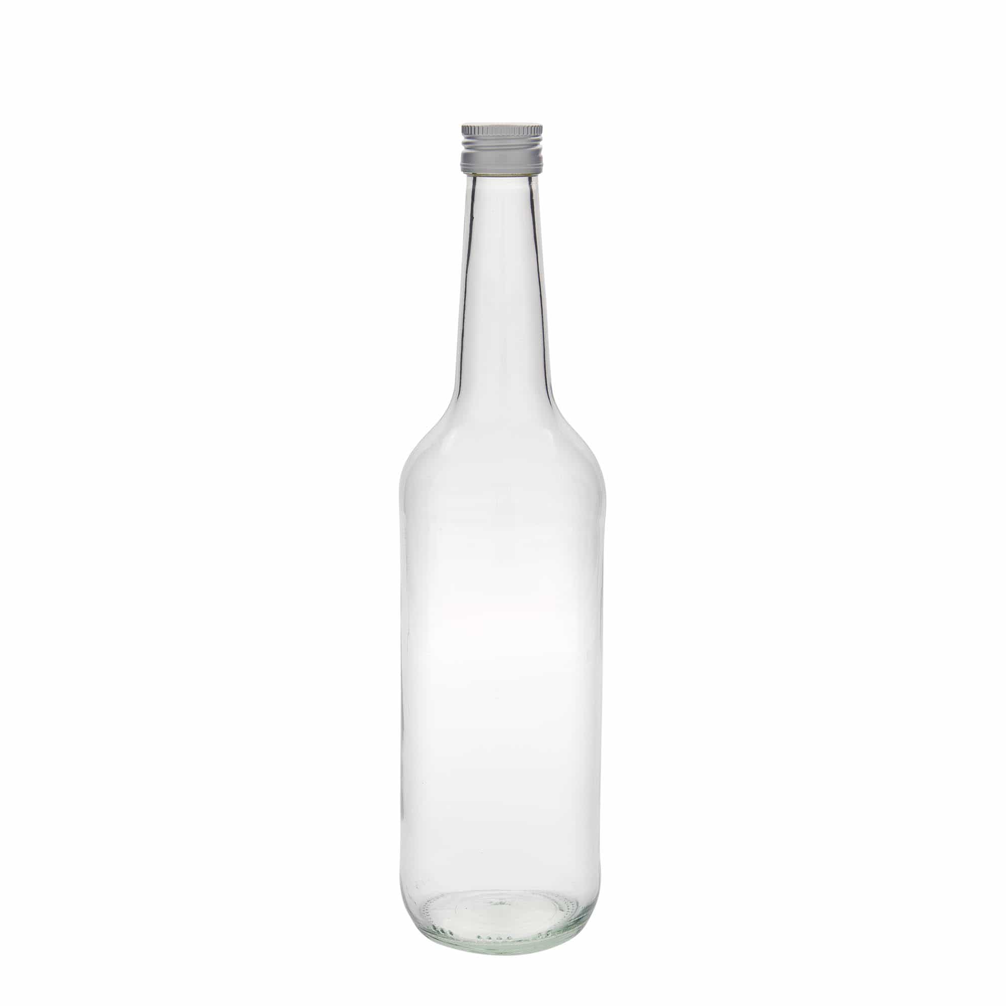 700 ml stiklinis butelis su tiesiu kakleliu, anga: PP 28