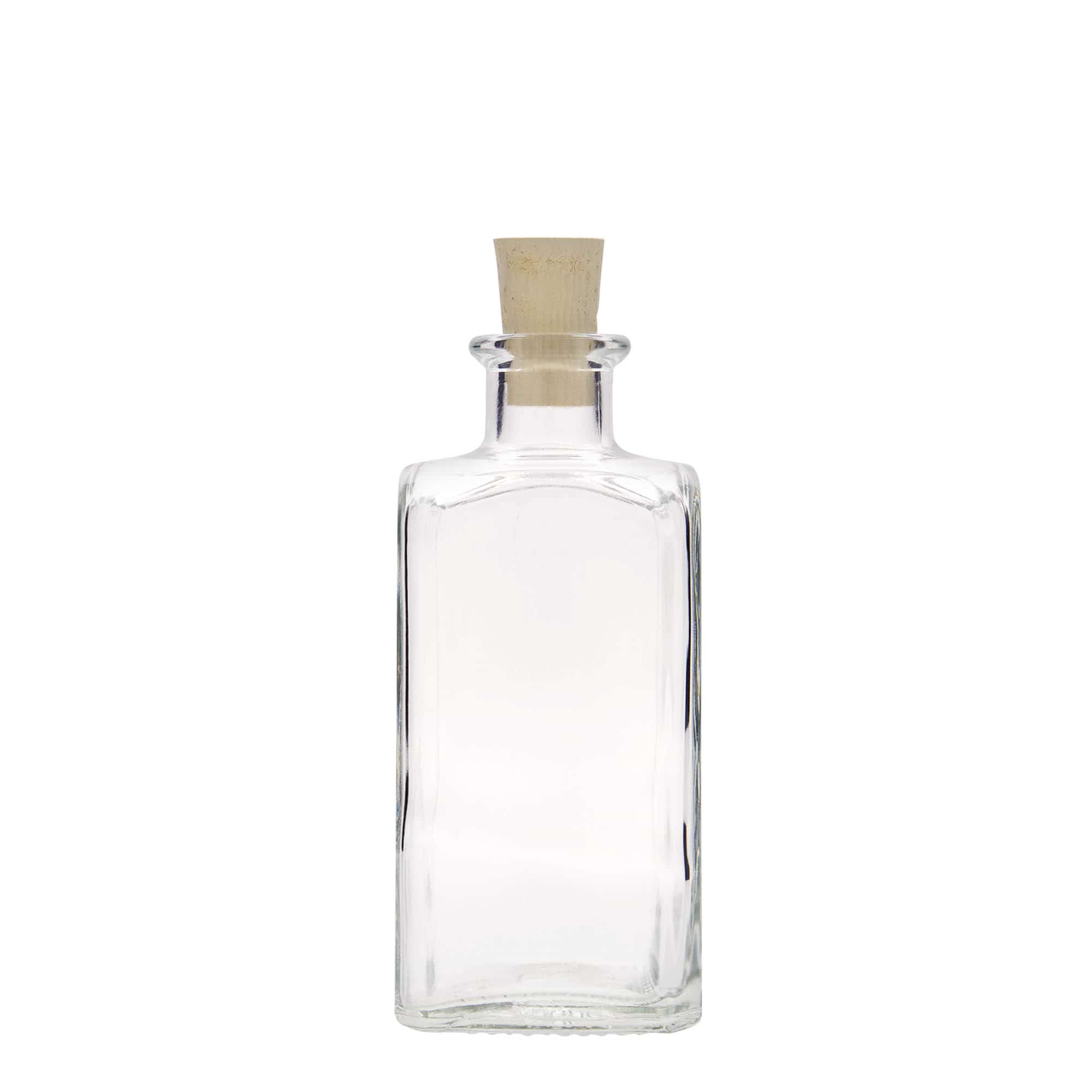 250 ml stiklinis butelis „Apotheker Carré“, kvadratinis, anga: kamštis