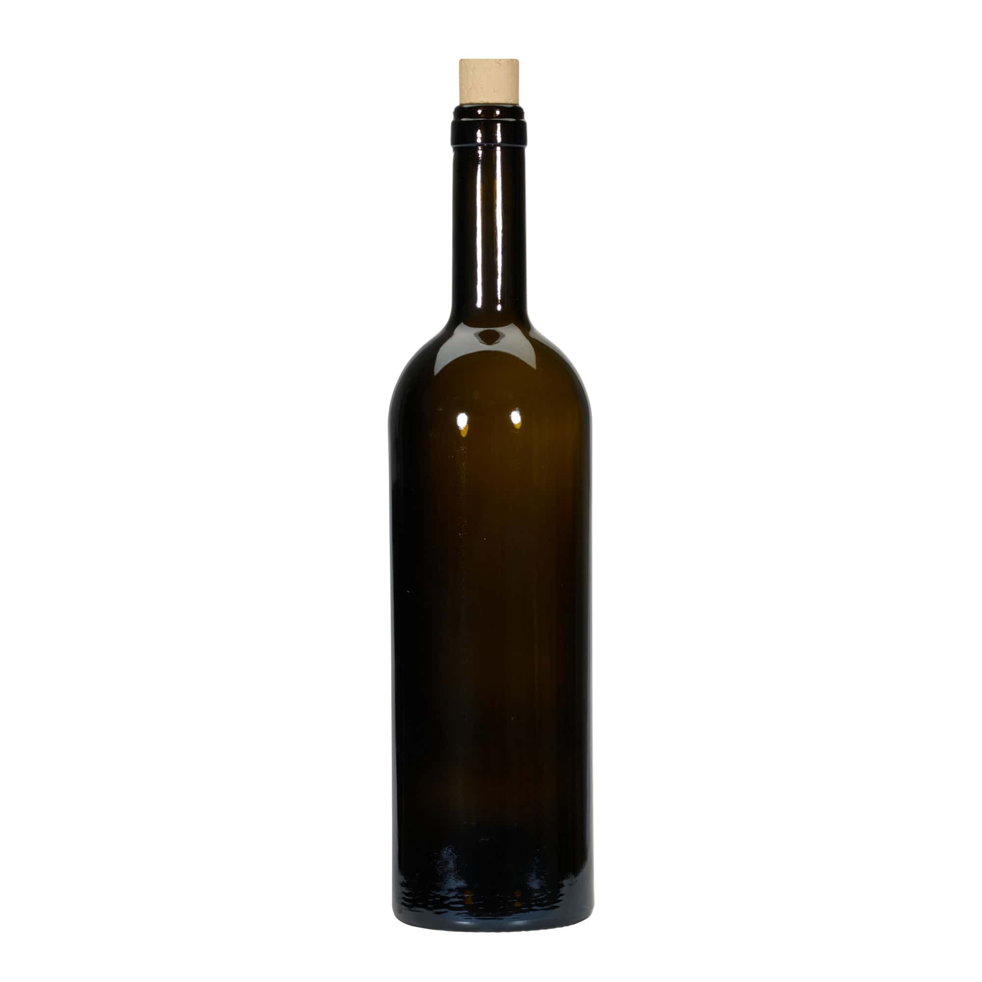 750 ml vyno butelis „Golia“, antikinė žalia, kamštis