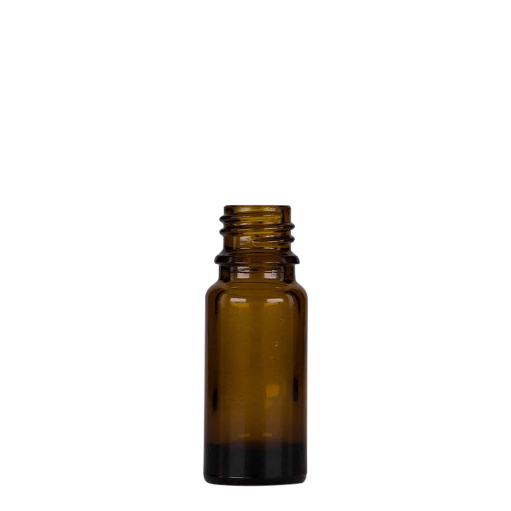 10 ml lašintuvo buteliukas, medicininis, stiklinis, rudo-juodas, anga: DIN 18